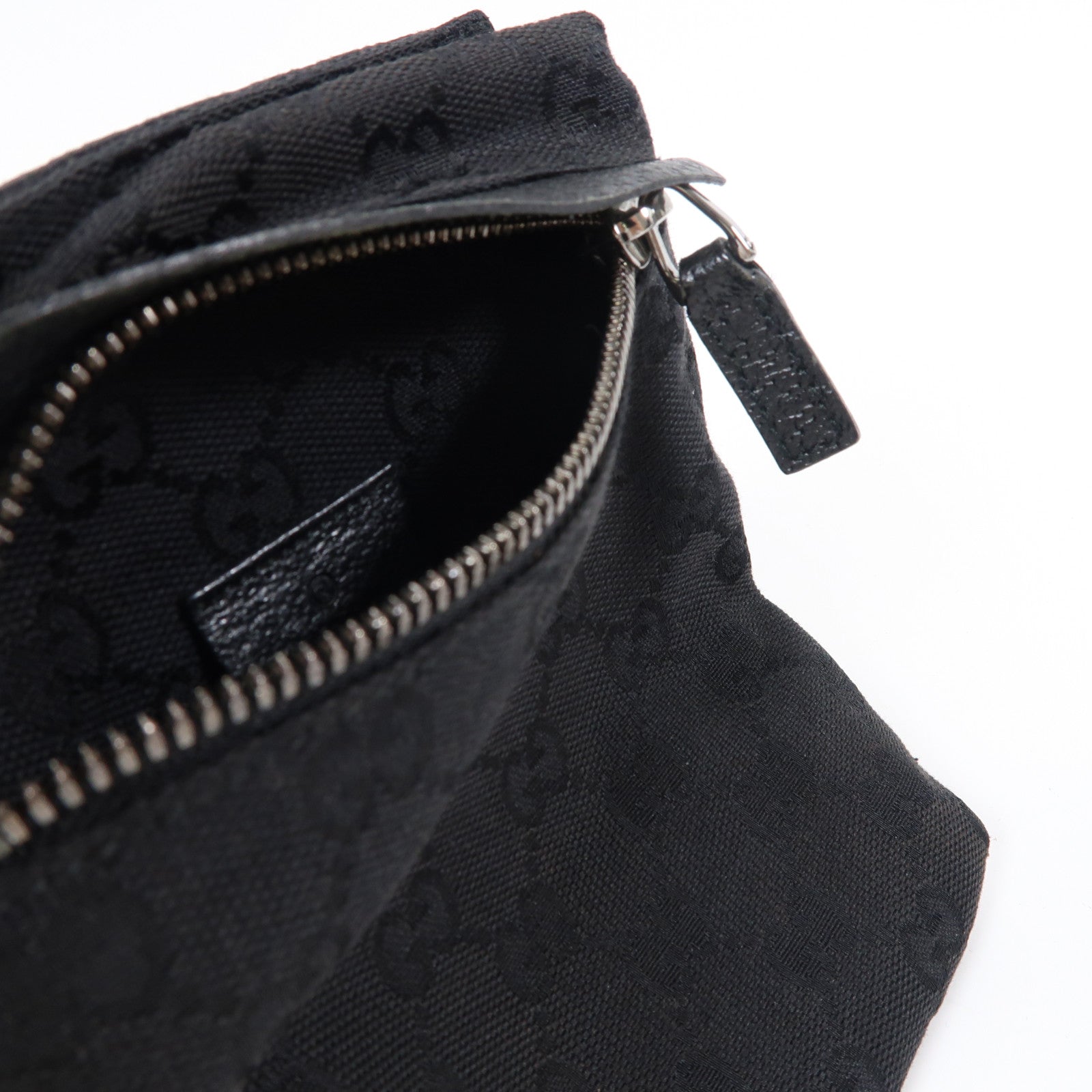 GUCCI 帆布Waist Bag銀扣腰包黑色