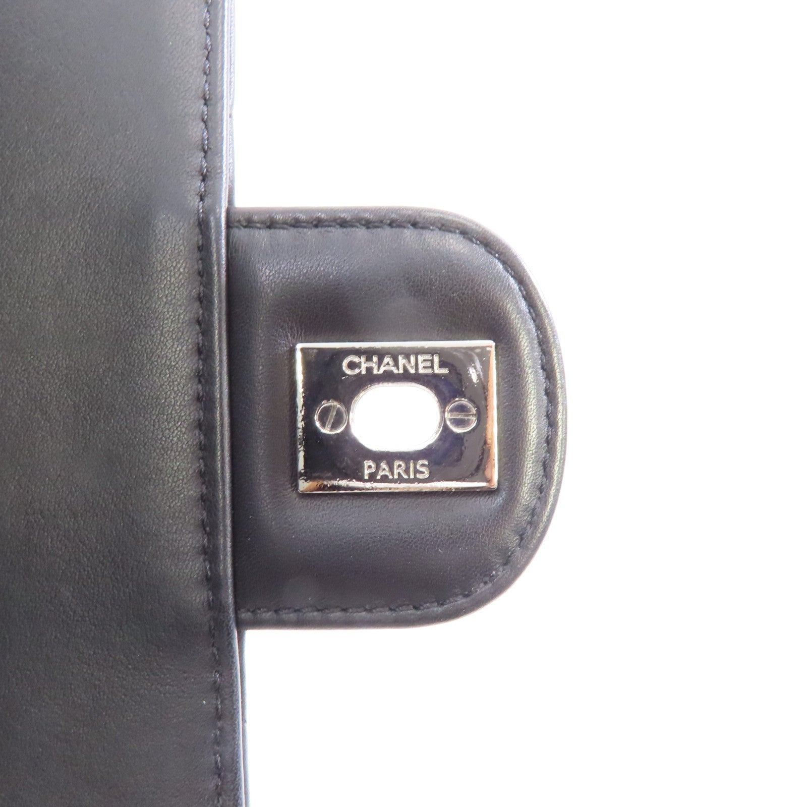 CHANEL 斜紋牛皮皮革Backpack銀扣背包