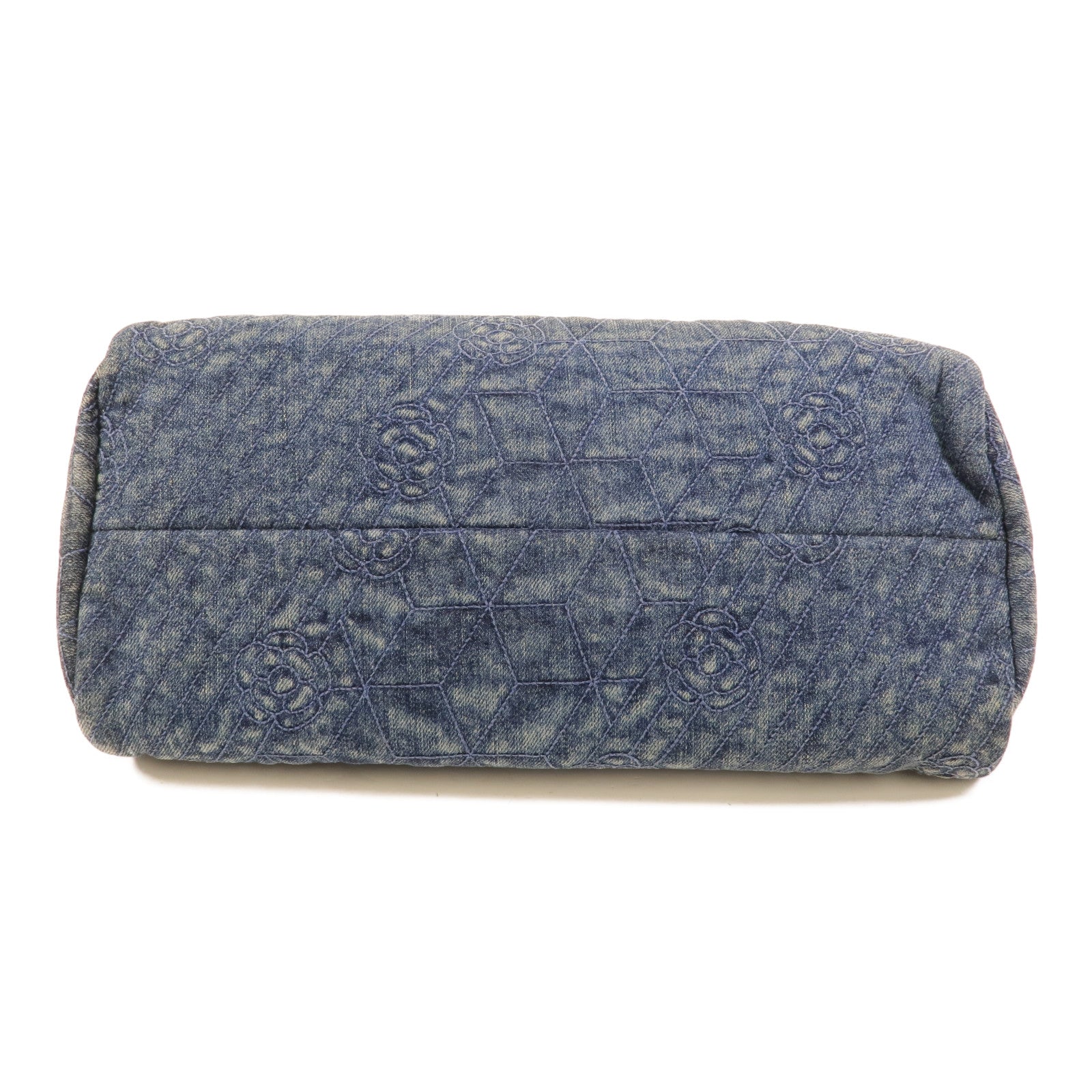CHANEL Denim Mademoiselle Camellia肩背袋