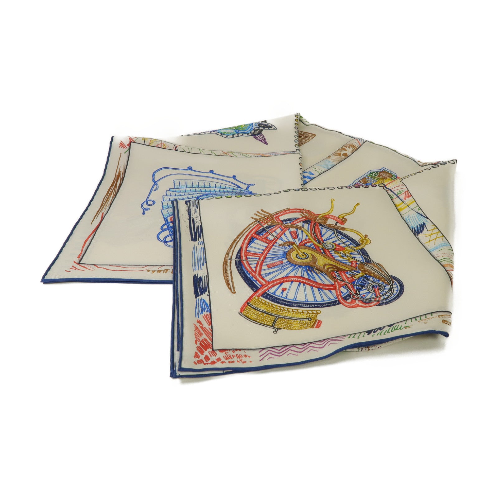 HERMES 絲質Scarf絲巾白色/彩色