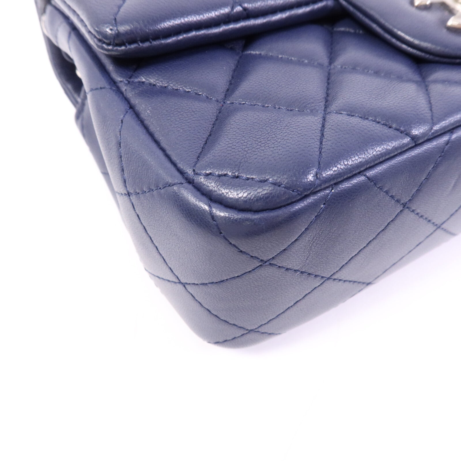 CHANEL 羊皮皮革Mini Classic 20銀扣鏈帶肩背袋