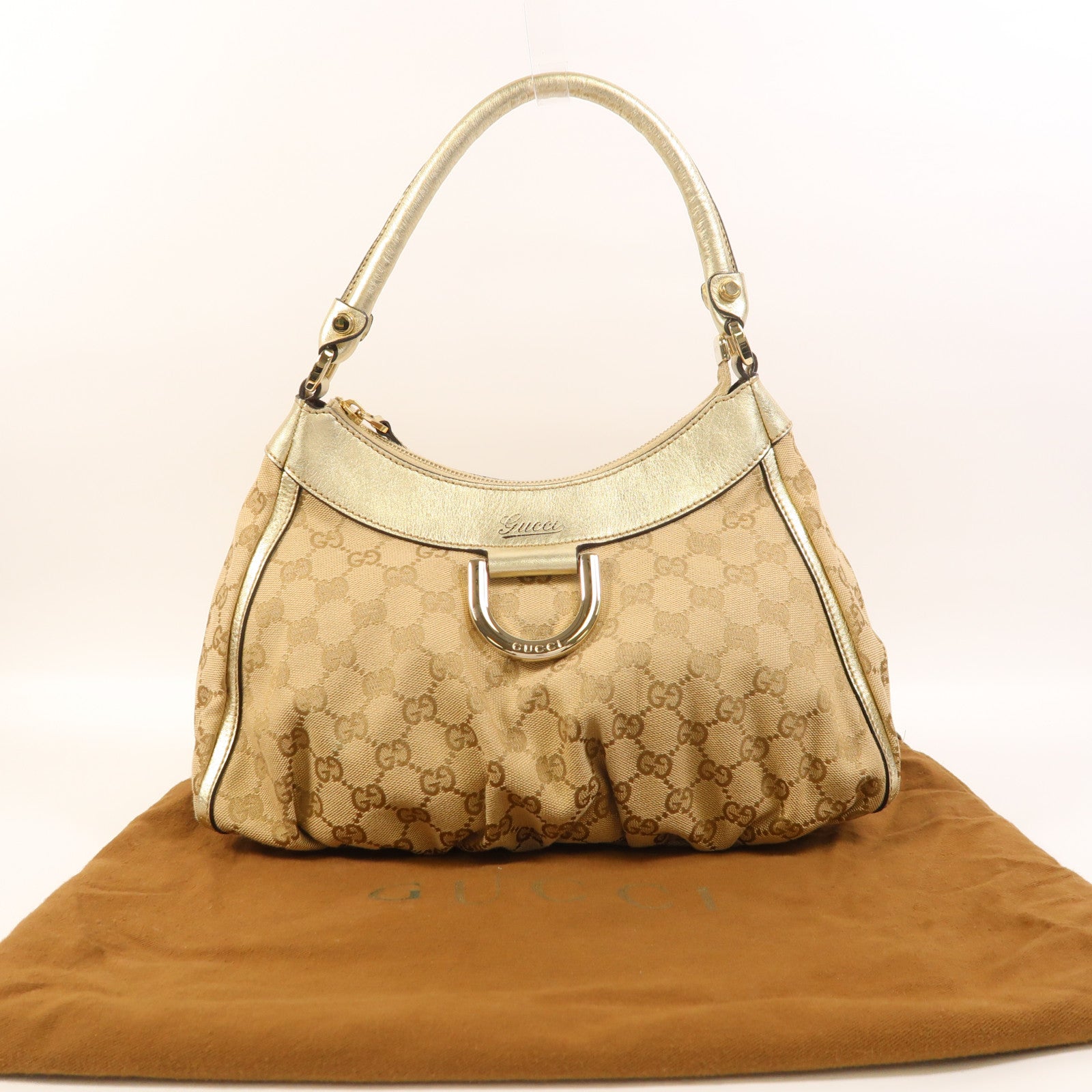 GUCCI 帆布Shoulder Bag金扣肩背袋