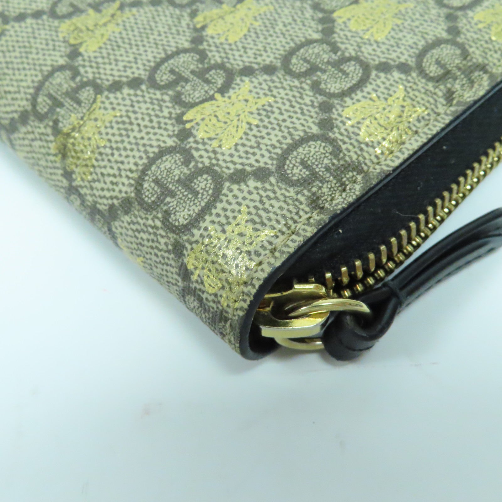 GUCCI 【激減優惠】塗層帆布Zipper Long Wallet金扣長錢包啡色/黑色