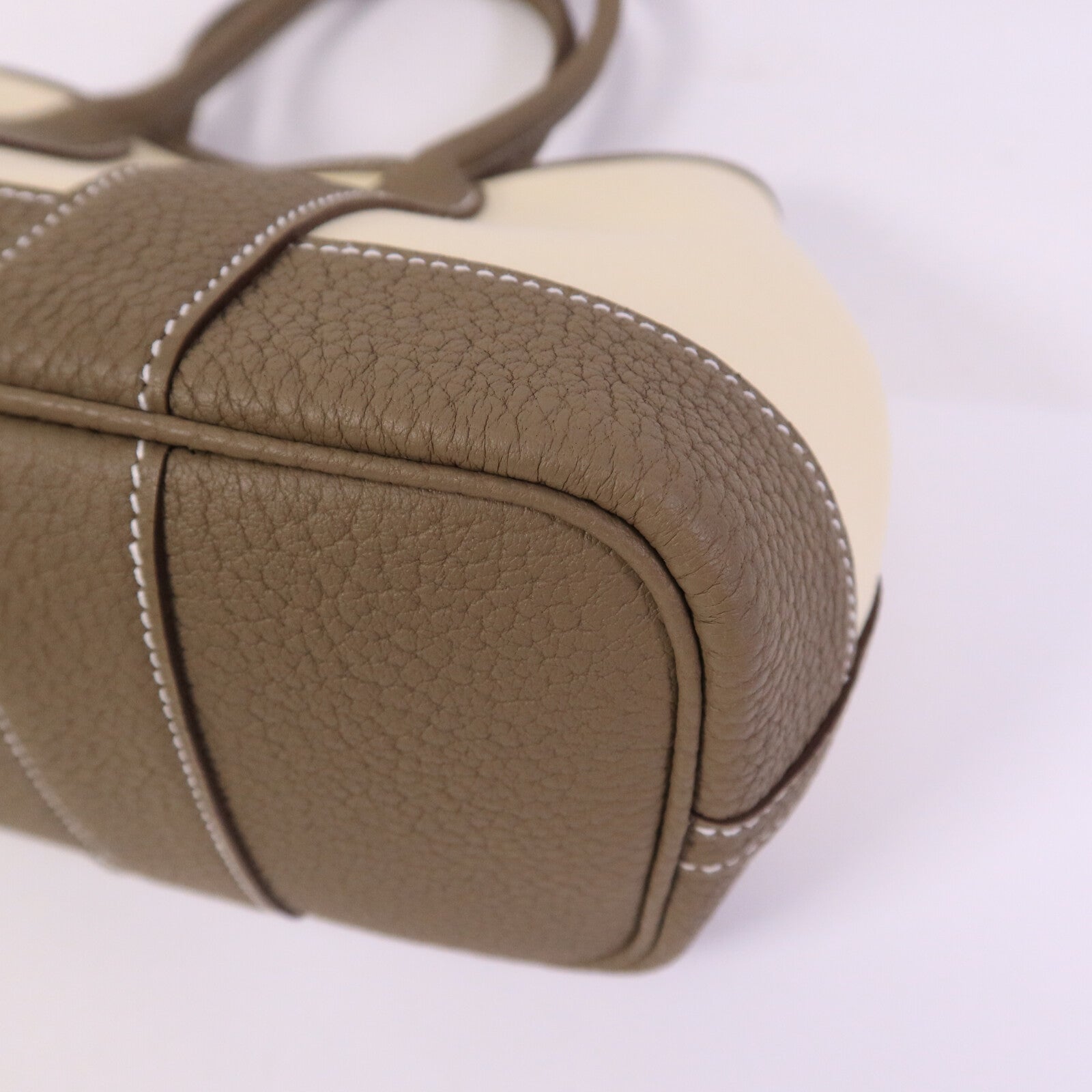 HERMES Officer/Negonda皮革Mini Garden Party手提袋Vanille/Etoupe