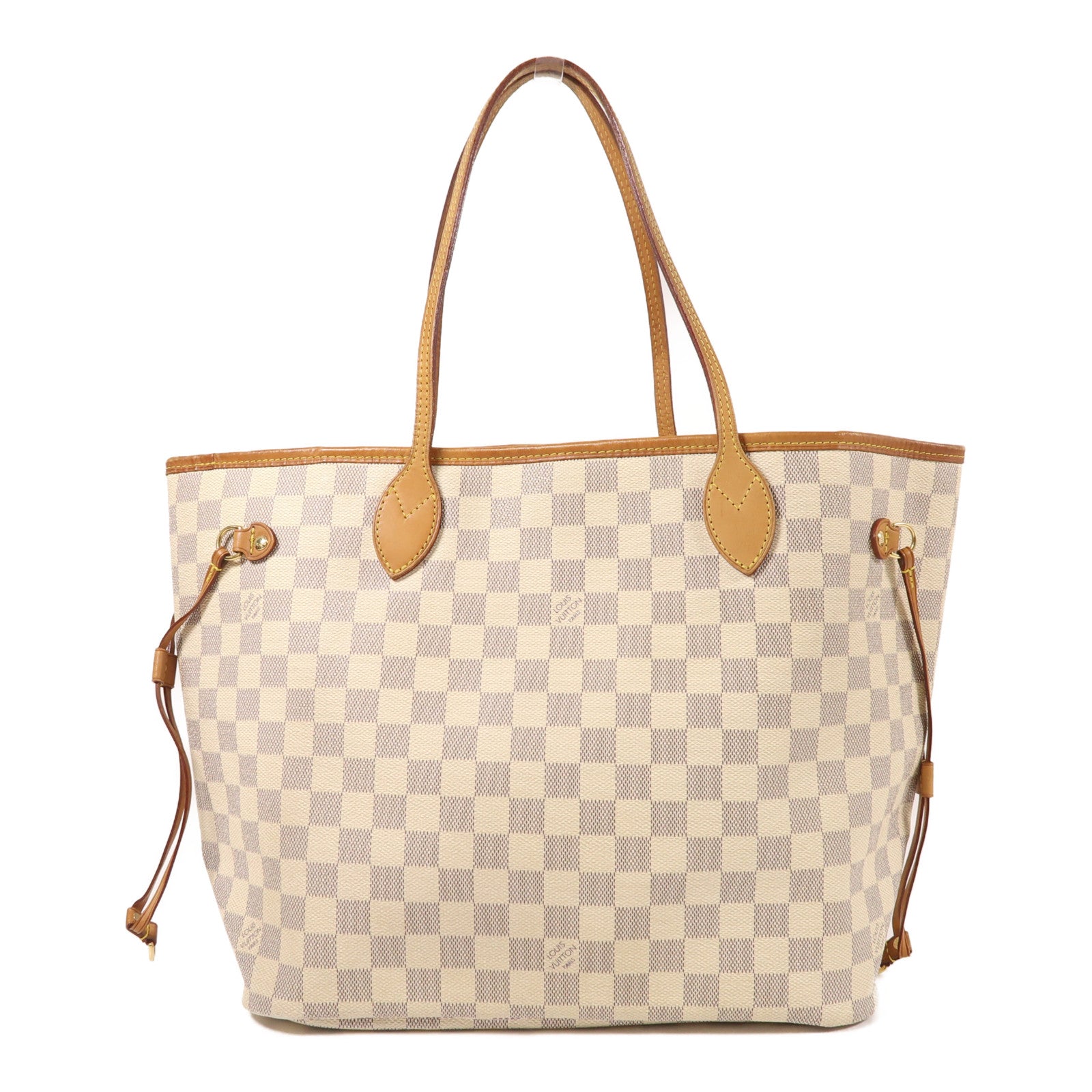 LOUIS VUITTON Damier Azur Neverfull MM金扣肩背袋