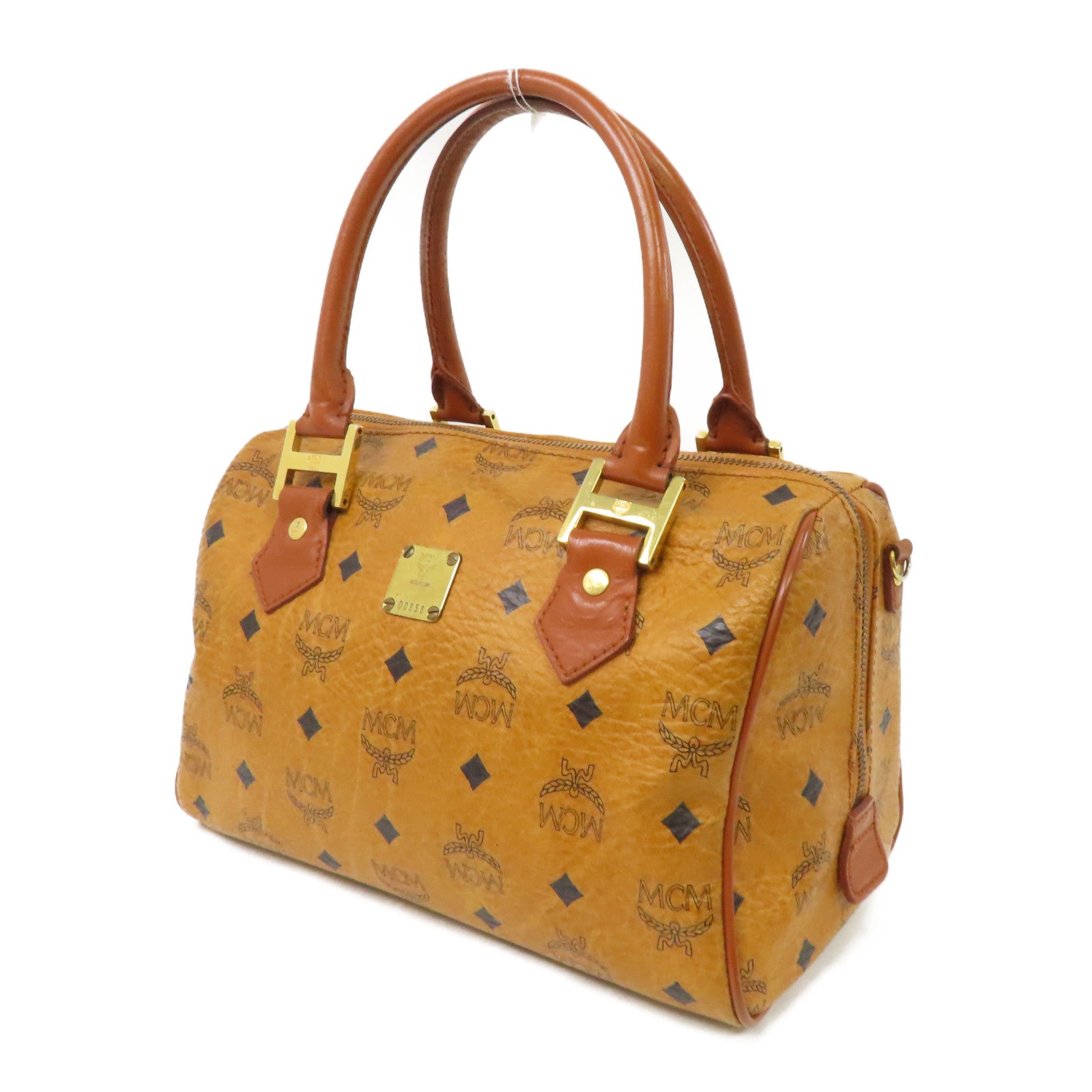 MCM 塗層帆布2 Way Shoulder金扣手挽肩背兩用袋啡色