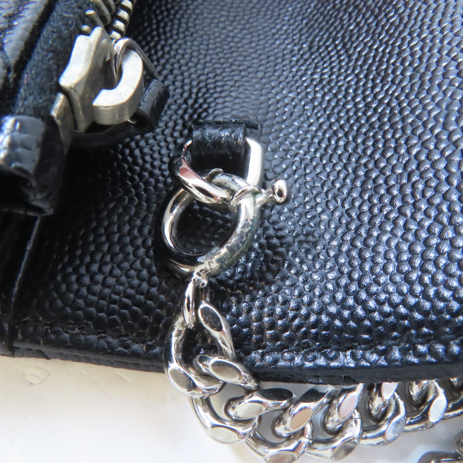 SAINT LAURENT 牛皮皮革Cassandra銀扣鏈帶肩背袋黑色