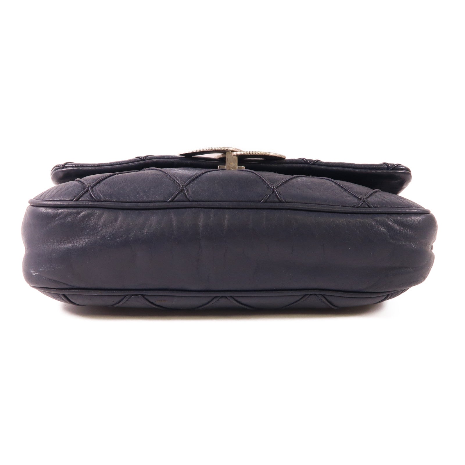 CHANEL 牛皮皮革Shoulder Bag銀扣肩背袋