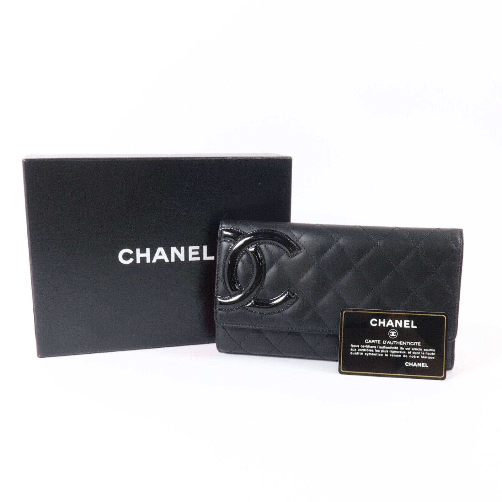 CHANEL 牛皮皮革Cambon Wallet銀扣長錢包