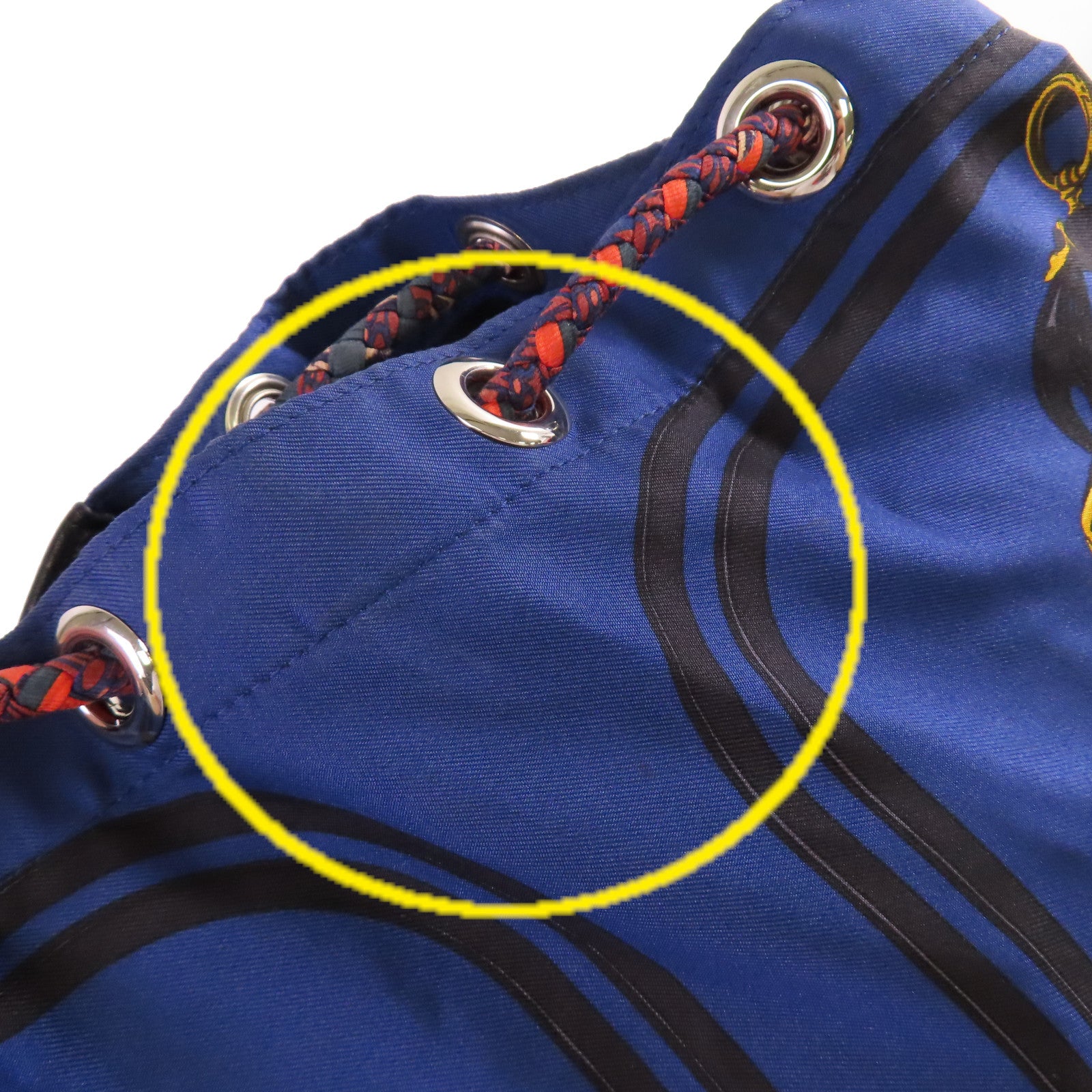 HERMES 【清倉大減價】絲質/皮革Soie Cool Backpack銀扣背包藍色/金色/黑色