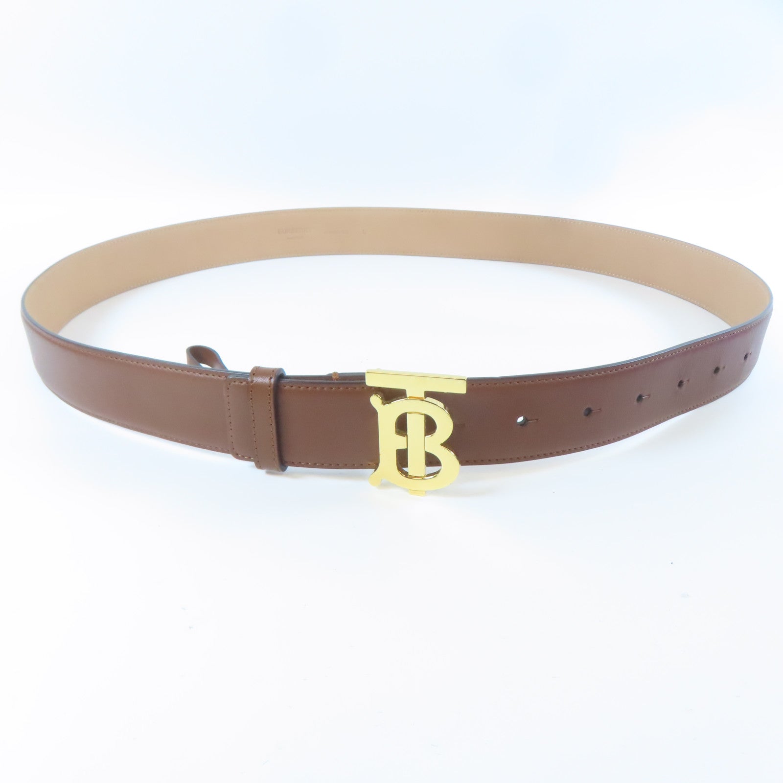 BURBERRY 牛皮皮革Belt金扣皮帶啡色