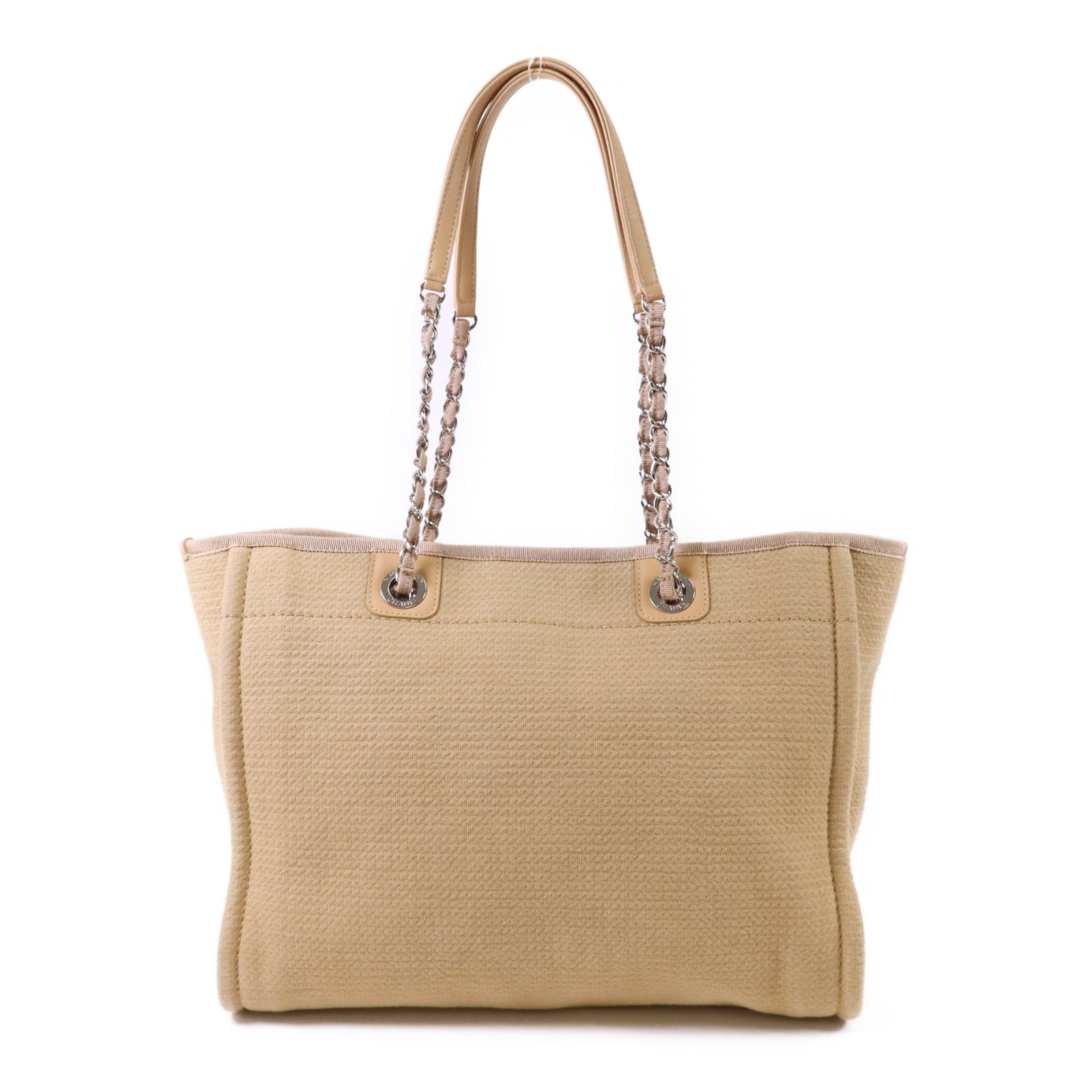CHANEL 【激減優惠】帆布Deauville Tote Bag銀扣鏈帶肩背袋