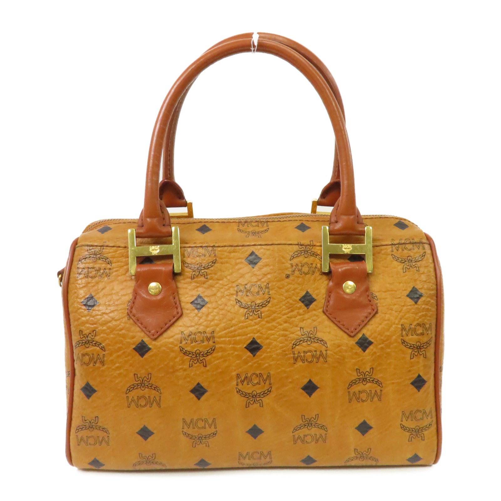 MCM 塗層帆布2 Way Shoulder金扣手挽肩背兩用袋啡色