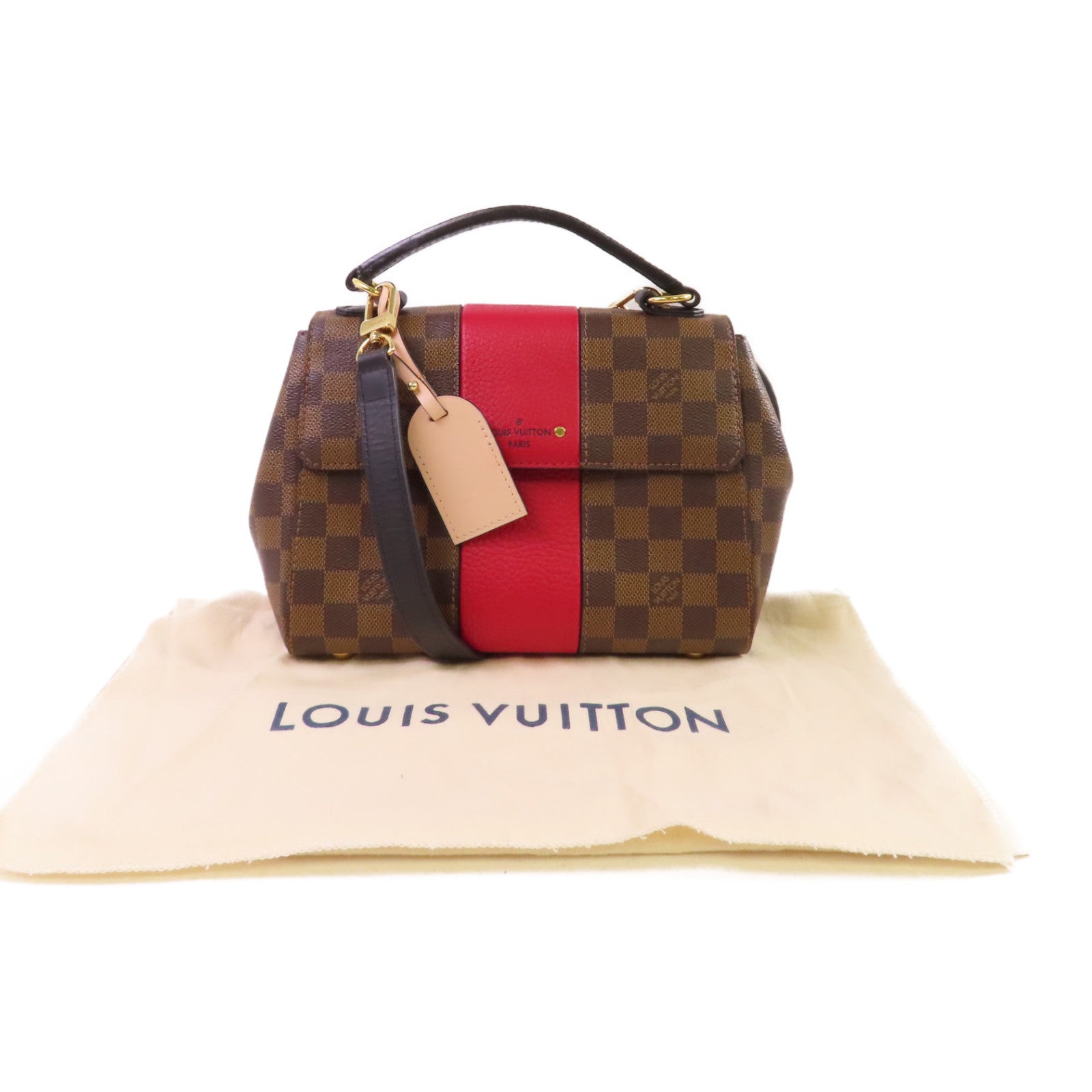 LOUIS VUITTON Damier Ebene Bond Street BB 2Way Shoulder Bag金扣手挽肩背兩用袋啡色/紅色