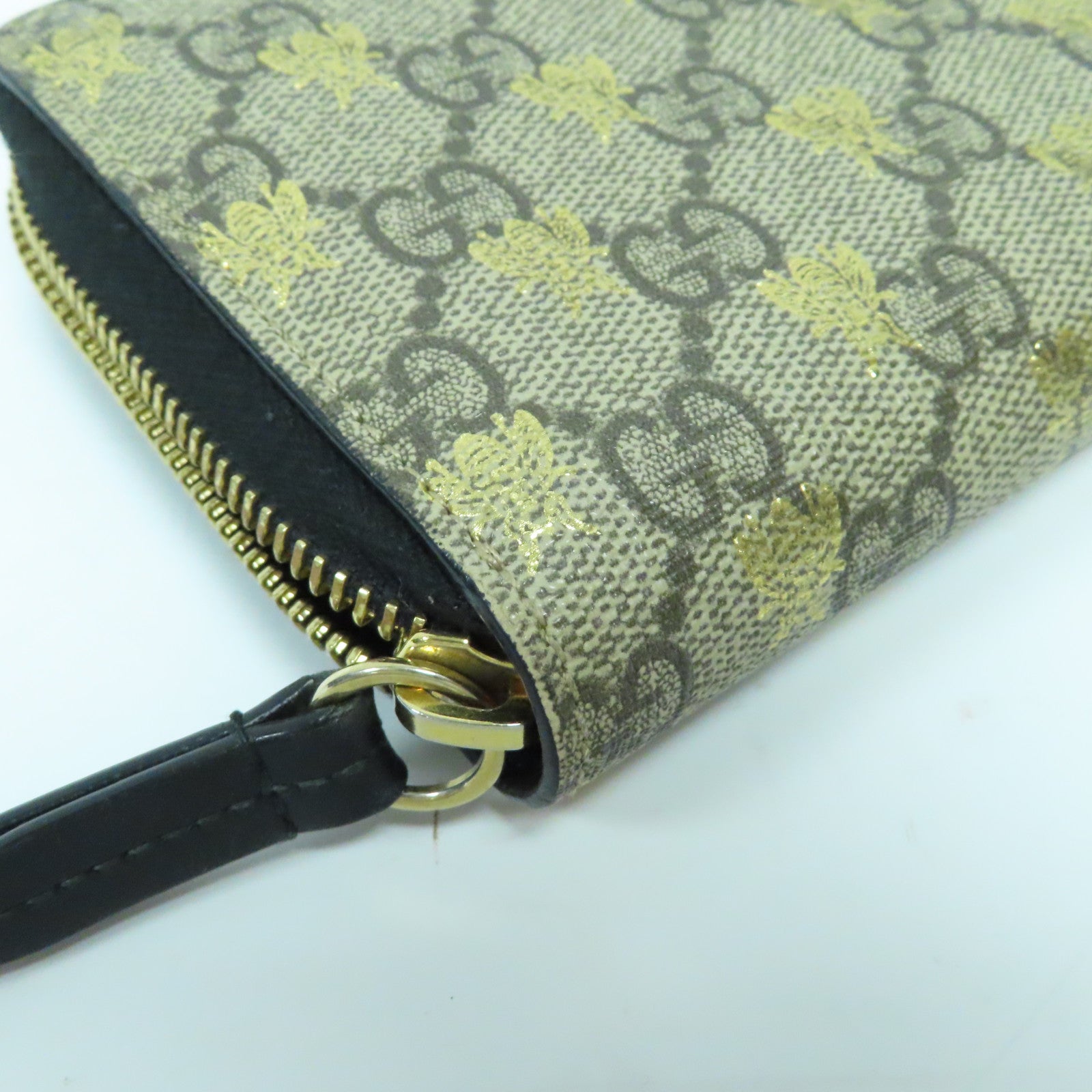 GUCCI 【激減優惠】塗層帆布Zipper Long Wallet金扣長錢包啡色/黑色
