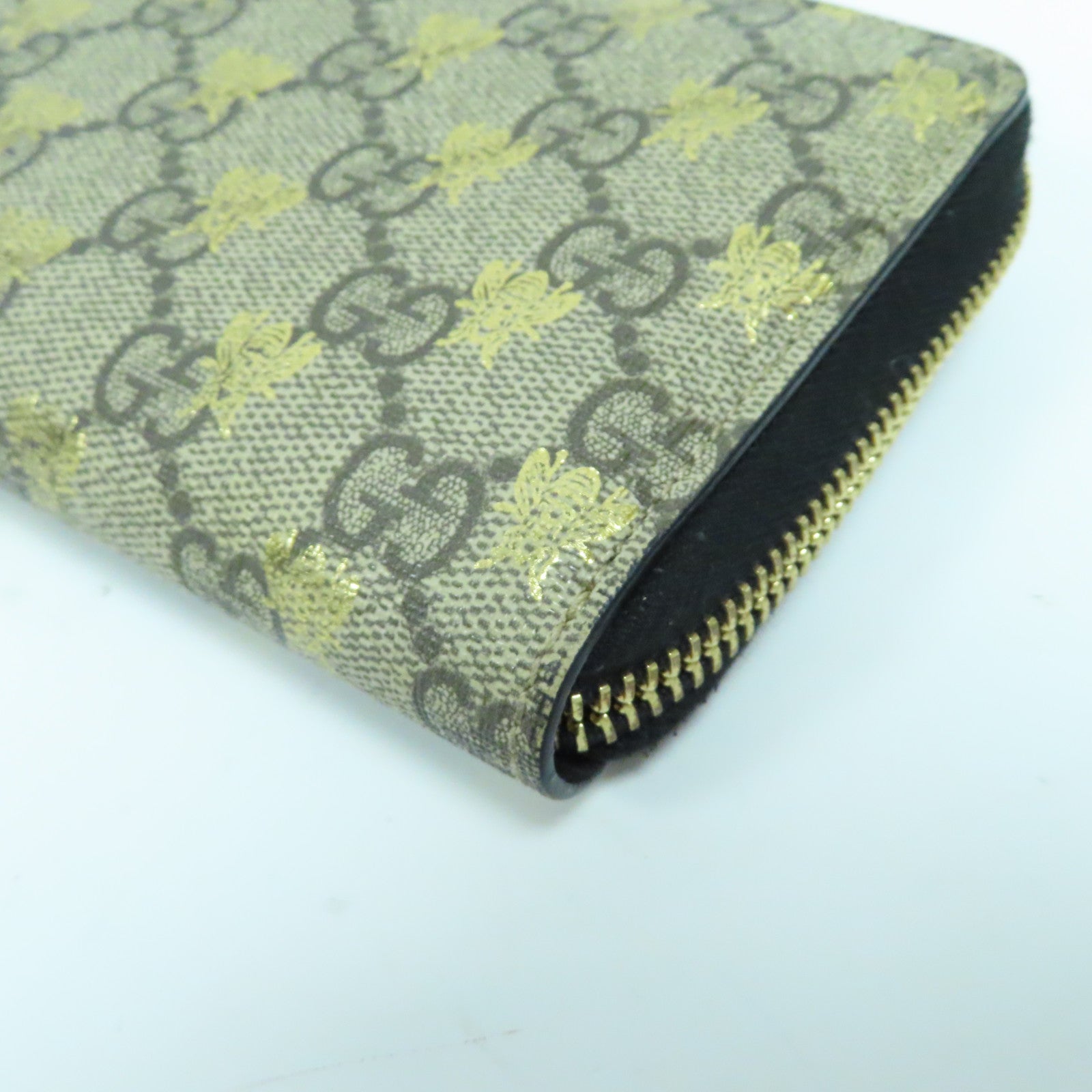 GUCCI 【激減優惠】塗層帆布Zipper Long Wallet金扣長錢包啡色/黑色
