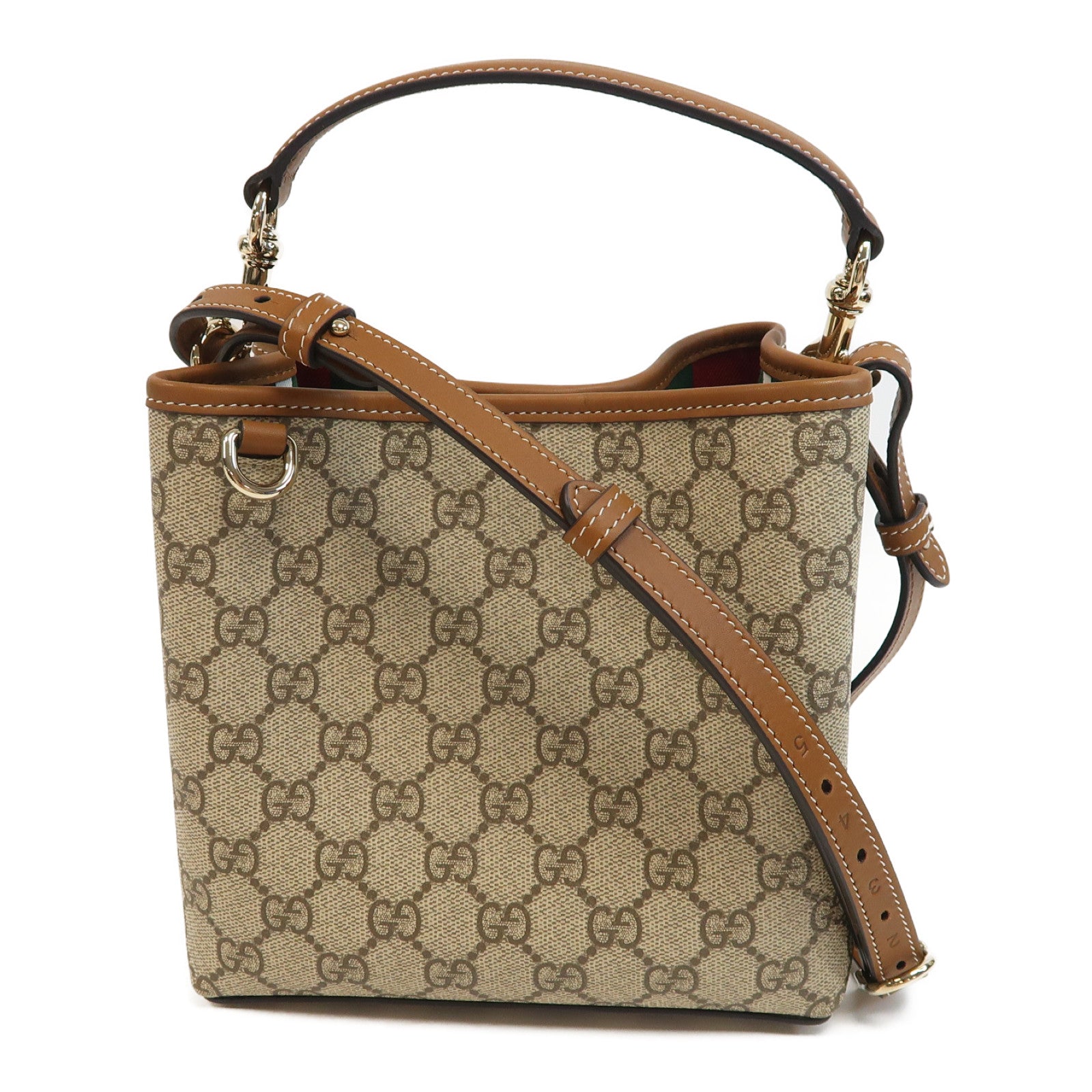 GUCCI 塗層帆布Bucket Bag金扣手挽肩背兩用袋啡色