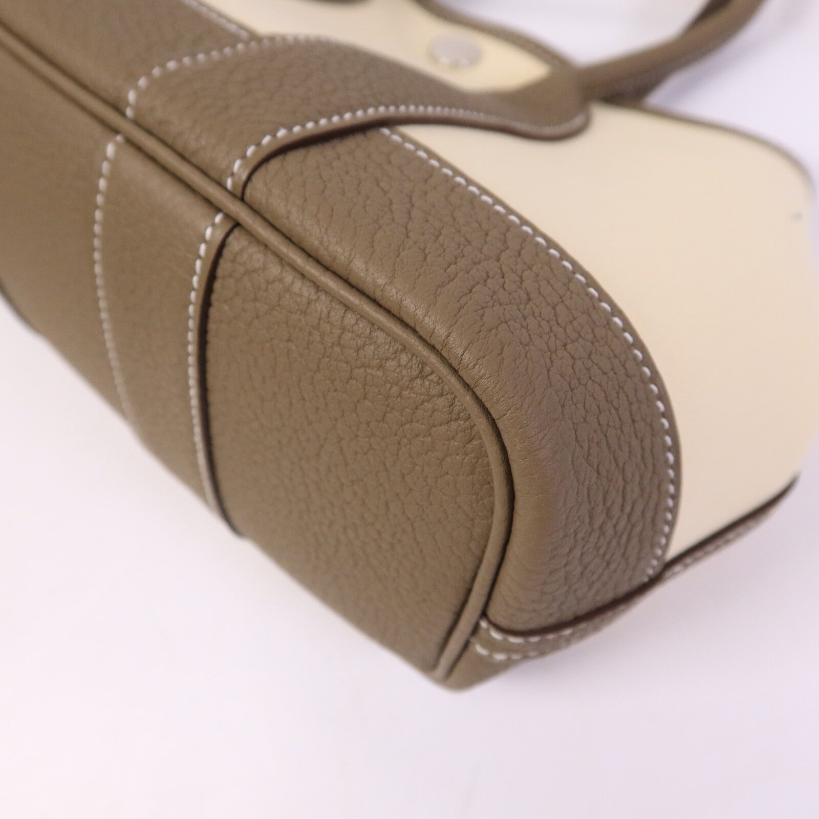 HERMES Officer/Negonda皮革Mini Garden Party手提袋Vanille/Etoupe
