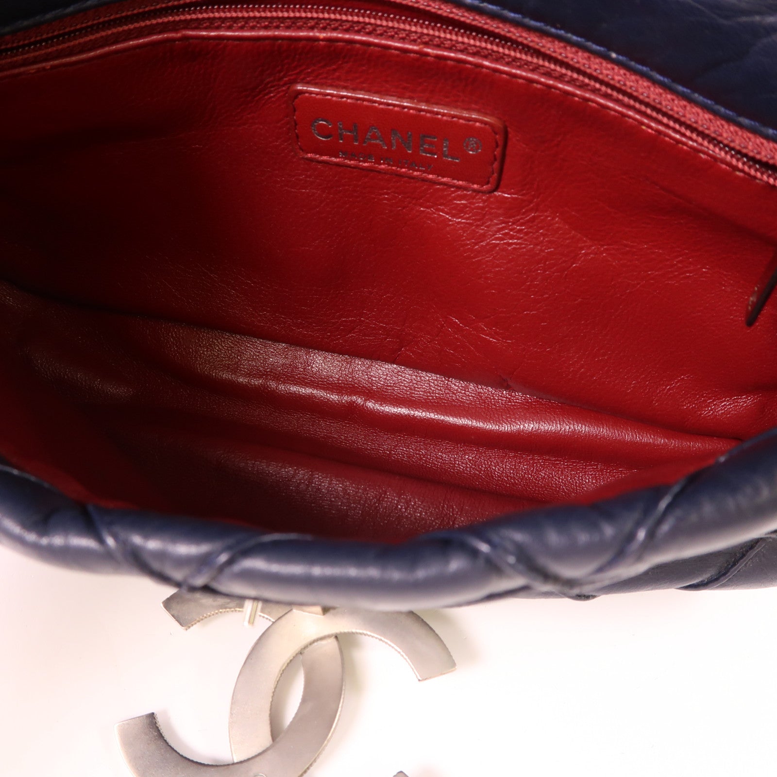 CHANEL 牛皮皮革Shoulder Bag銀扣肩背袋