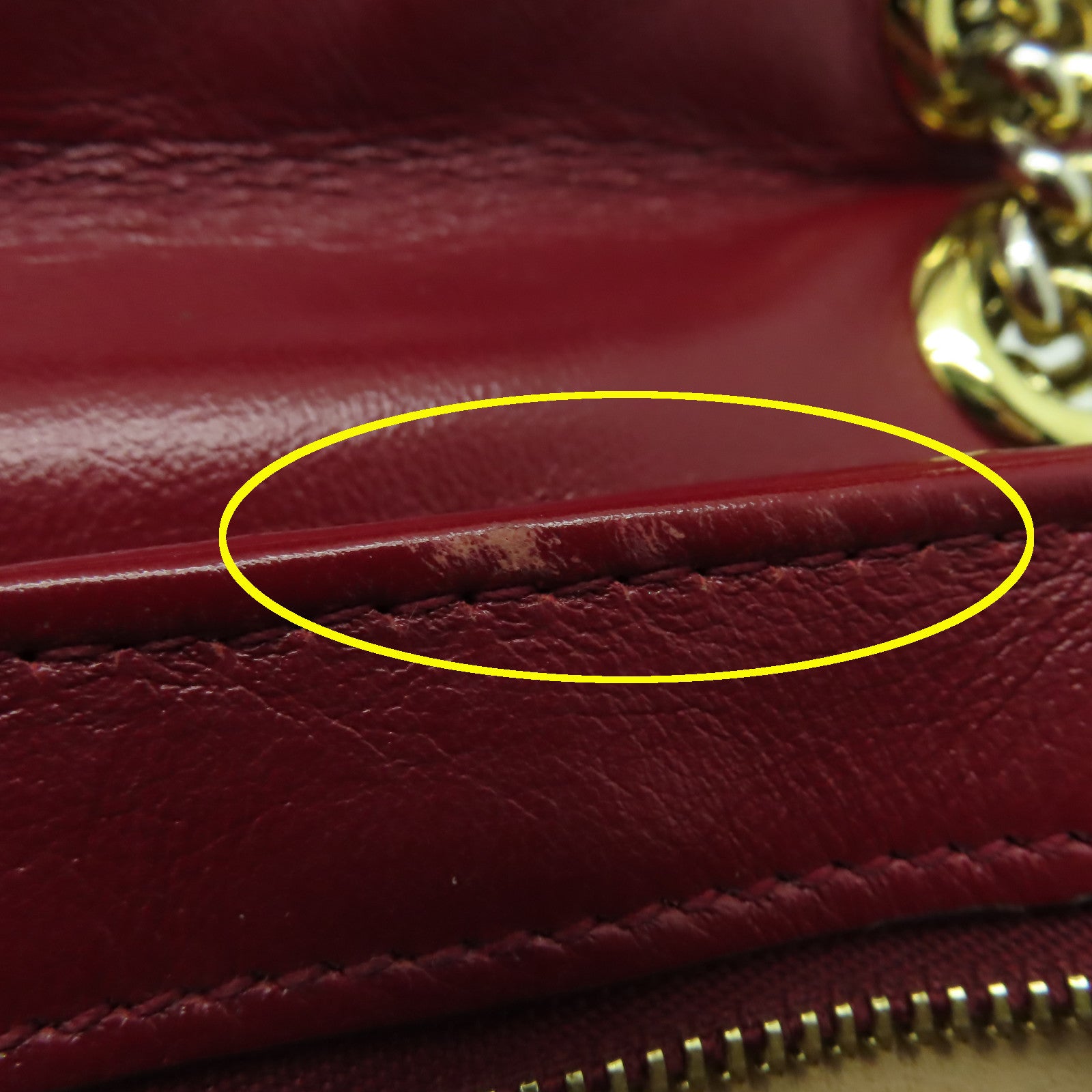 GUCCI 帆布Shoulder Bag金扣鏈帶肩背袋啡色/紅色