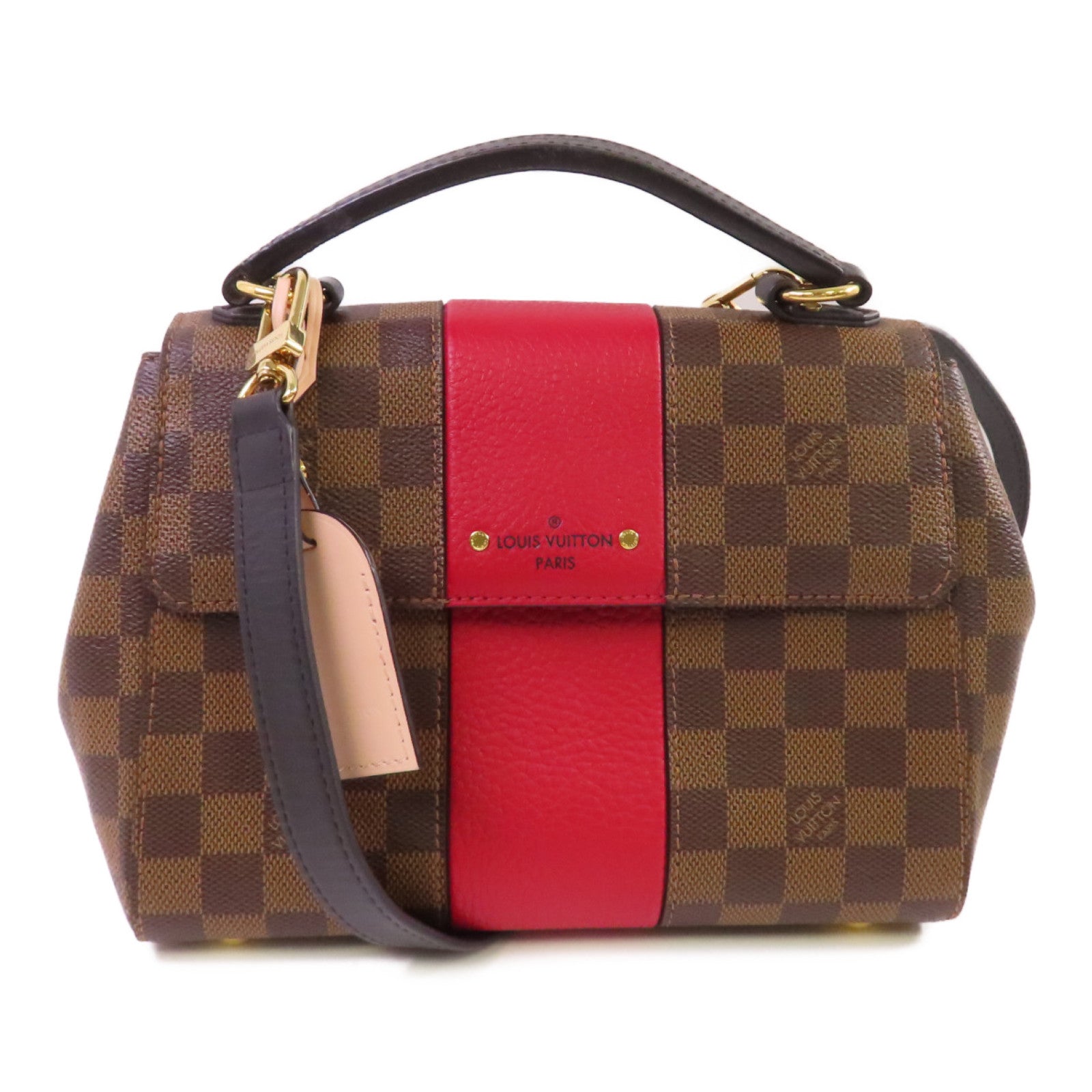 LOUIS VUITTON Damier Ebene Bond Street BB 2Way Shoulder Bag金扣手挽肩背兩用袋啡色/紅色