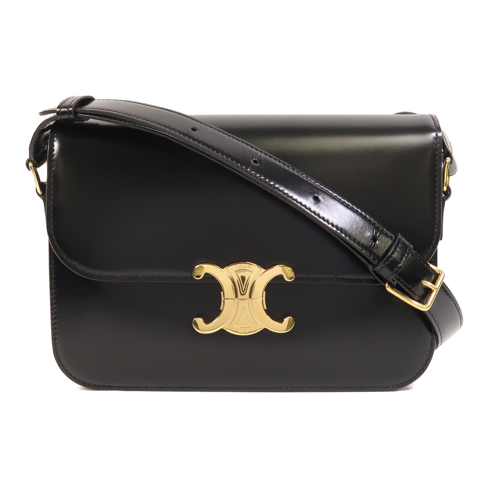 CELINE 牛皮皮革Classique Triomphe金扣肩背袋