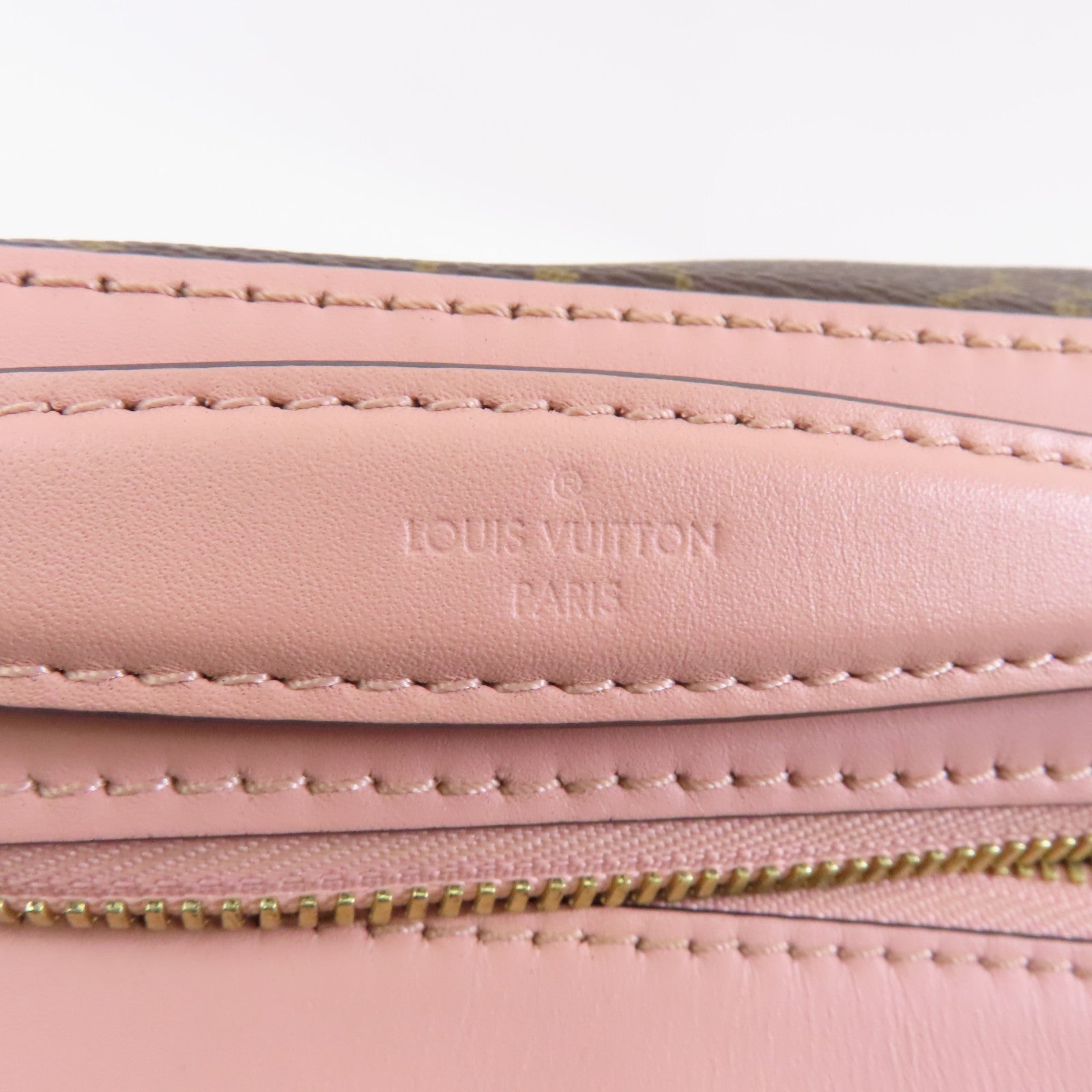LOUIS VUITTON Monogram Saintonge金扣肩背袋啡色/粉紅色