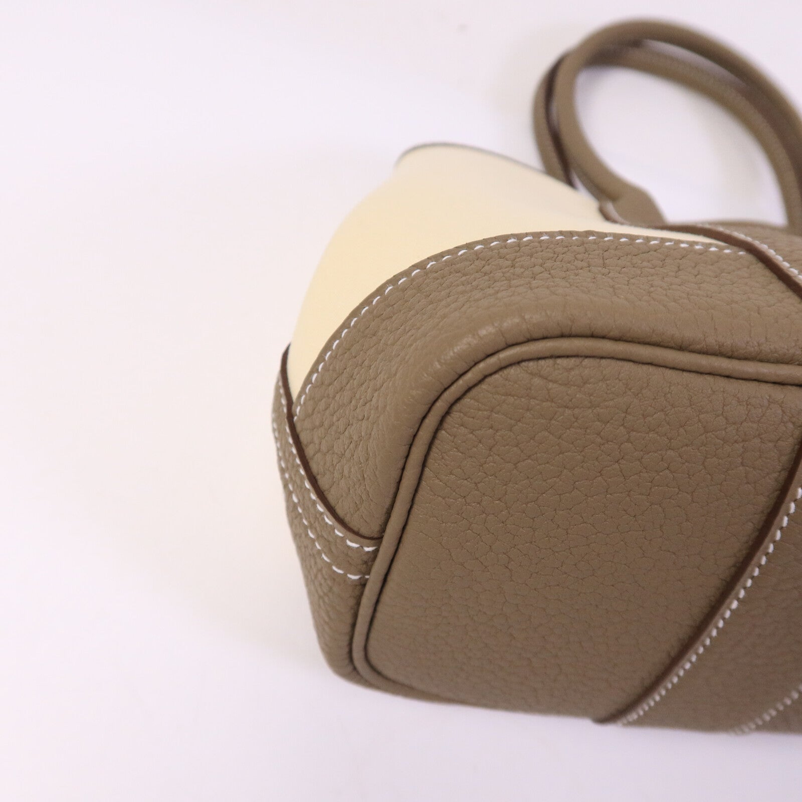 HERMES Officer/Negonda皮革Mini Garden Party手提袋Vanille/Etoupe