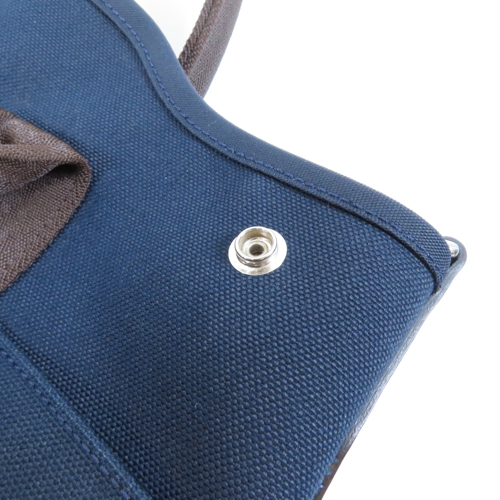 HERMES 帆布Sac De Pansage Groom銀扣手挽肩背兩用袋海軍藍色