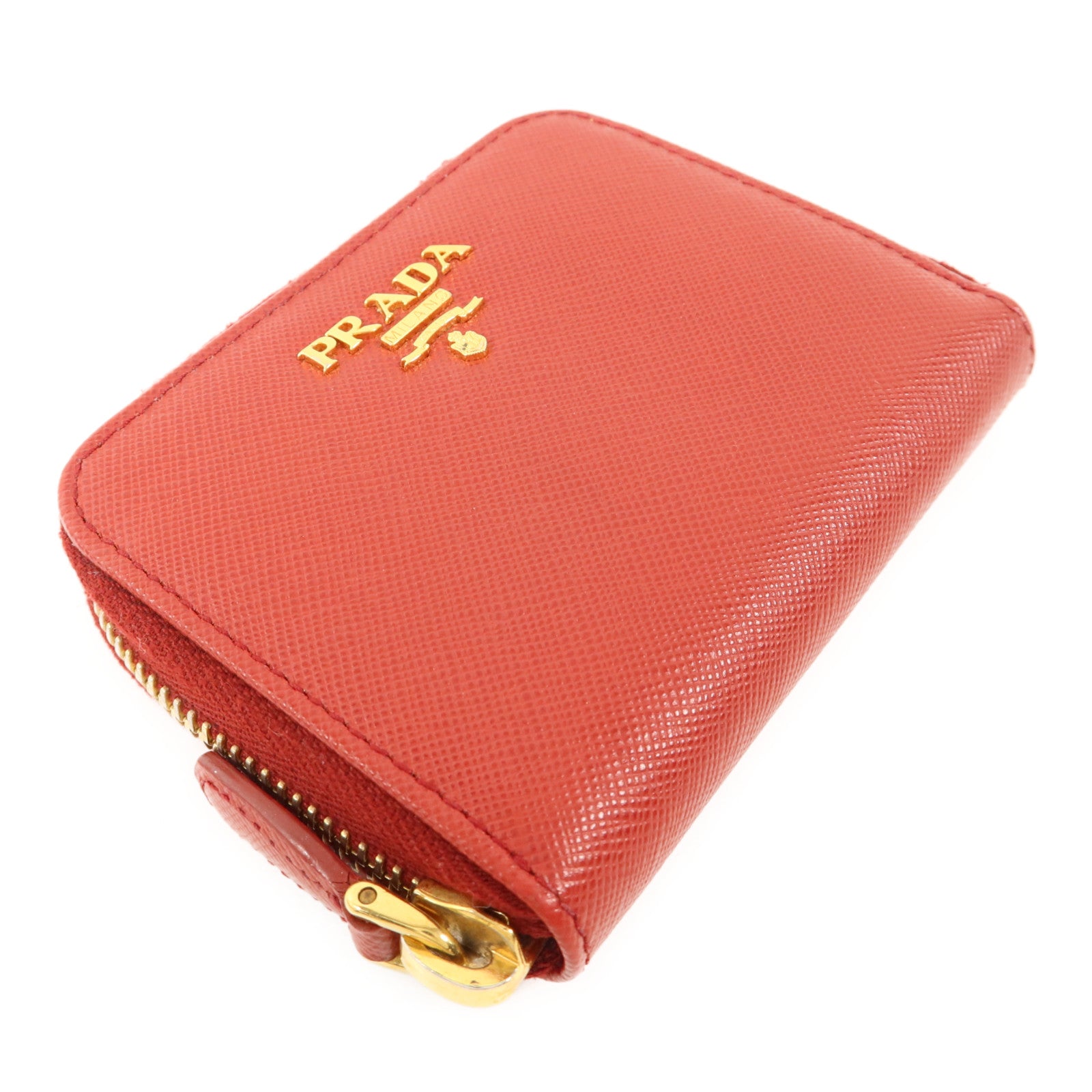 PRADA Saffiano皮革Zip Coin Case金扣零錢包