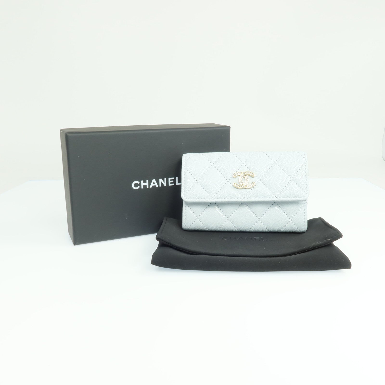CHANEL 牛皮皮革Card Case銀扣卡片套
