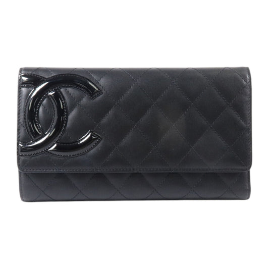 CHANEL 牛皮皮革Cambon Wallet銀扣長錢包