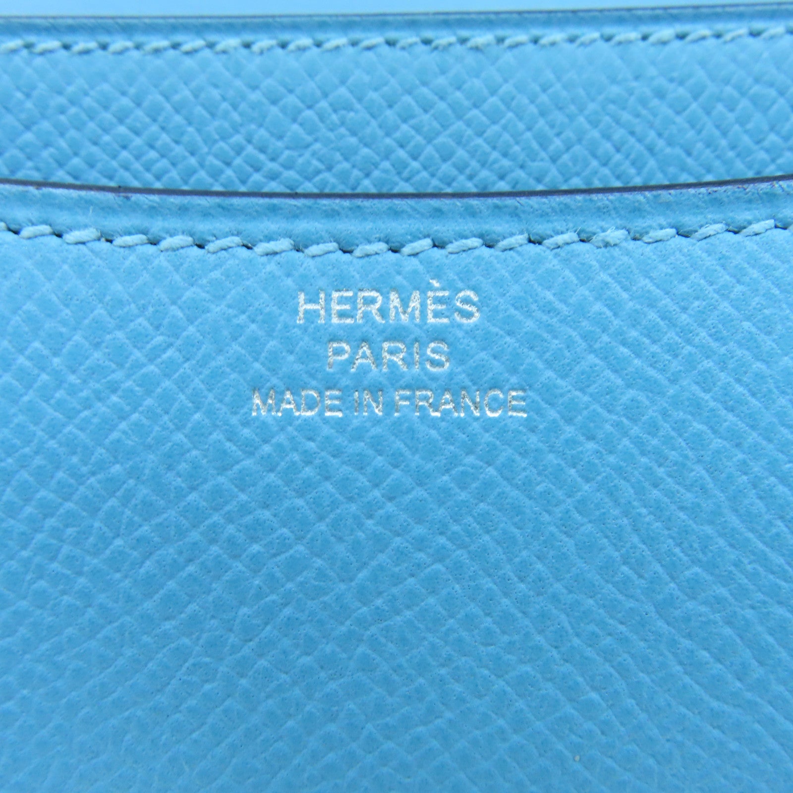 HERMES 【清倉大減價】Epsom皮革Constance Mini銀扣手挽肩背兩用袋藍色