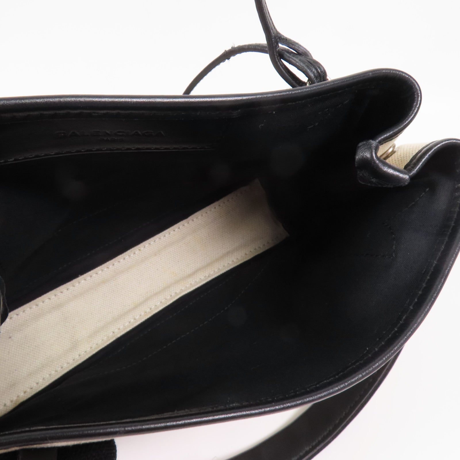 BALENCIAGA 帆布Cabas XS銀扣手挽肩背兩用袋