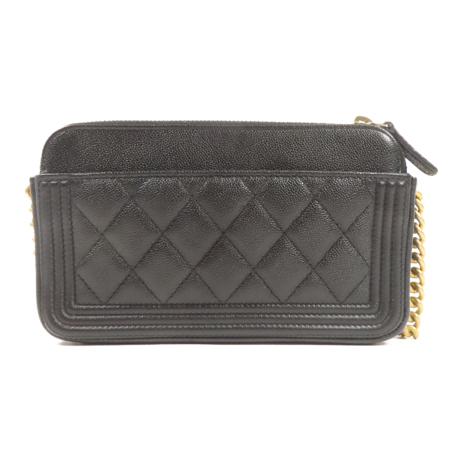 CHANEL CC GHW Boy Chain Shoulder Bag Calfskin Leather Black