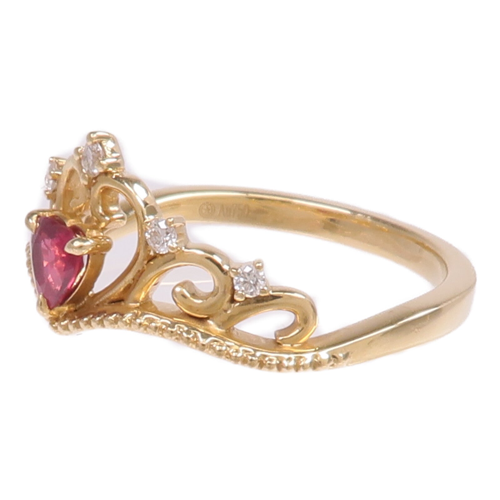 JEWELRY 【激減優惠】18K黃金Ruby Diamond Ring紅寶石/鑽石戒指US#6.5