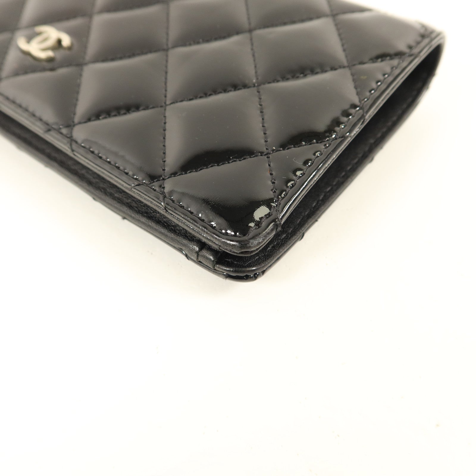 CHANEL 漆皮皮革Long Bifold Wallet銀扣長錢包