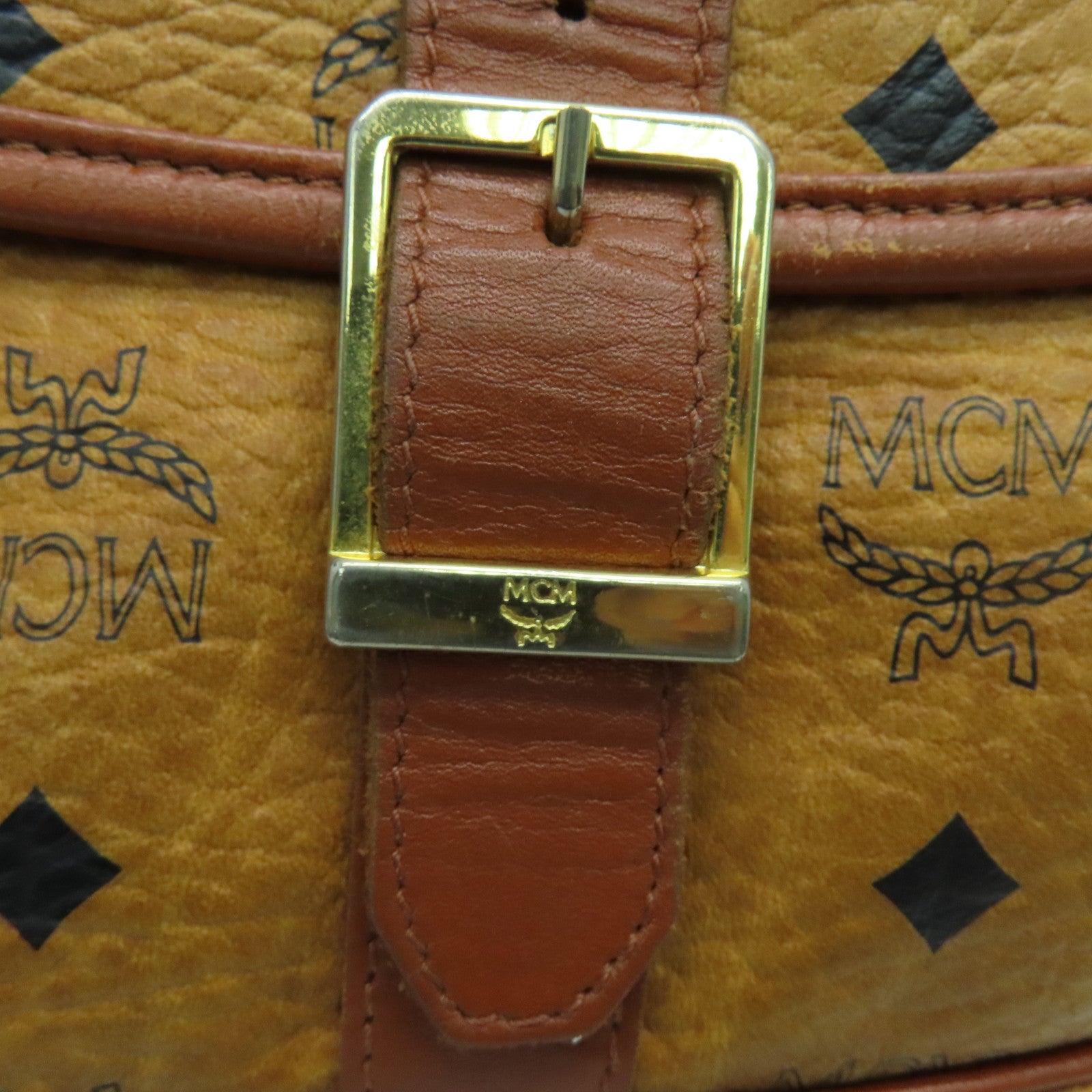 MCM 牛皮皮革Shoulder Bag肩背袋金扣啡色