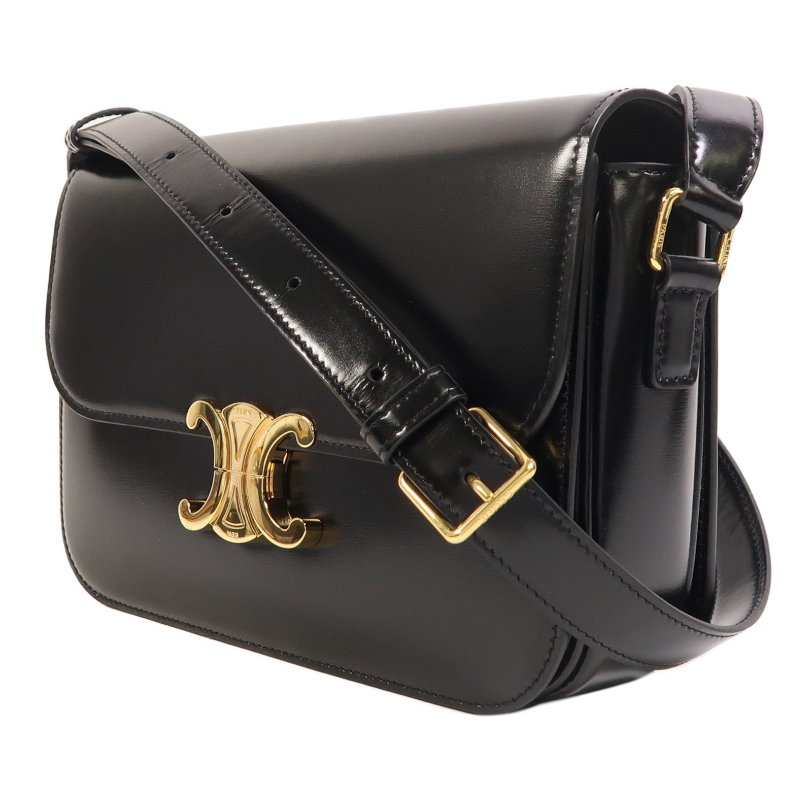 CELINE 牛皮皮革Classique Triomphe金扣肩背袋