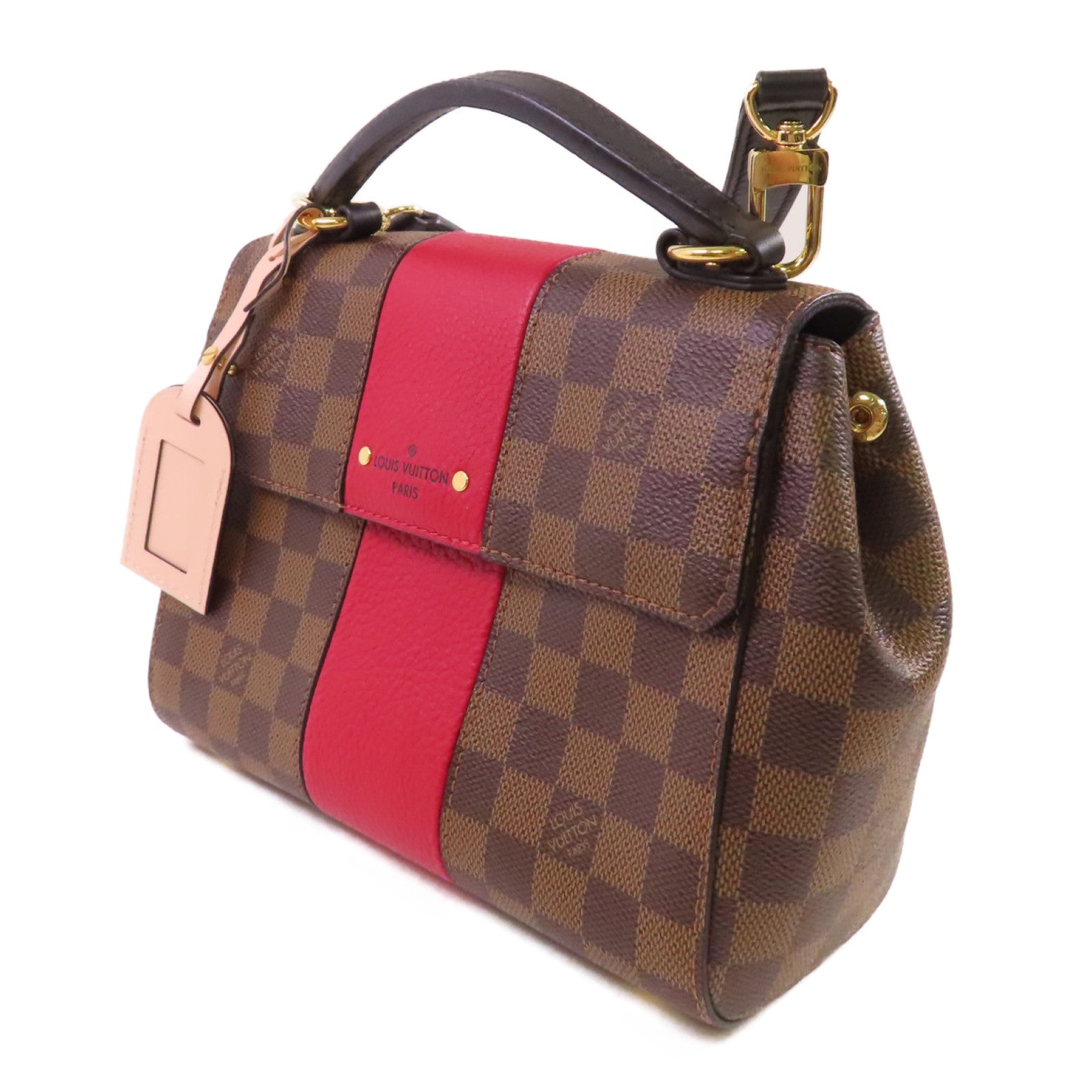 LOUIS VUITTON Damier Ebene Bond Street BB 2Way Shoulder Bag金扣手挽肩背兩用袋啡色/紅色
