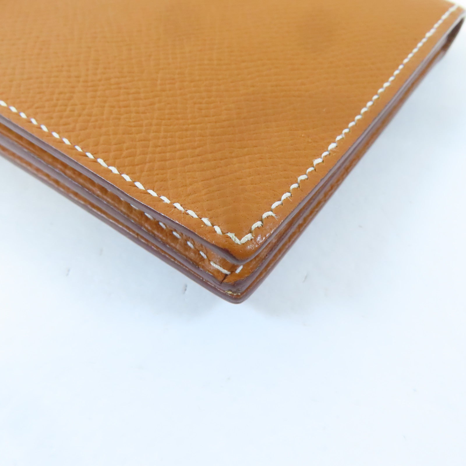 HERMES Epsom皮革Bearn Bifold Wallet銀扣長錢包Gold/金色/啡色
