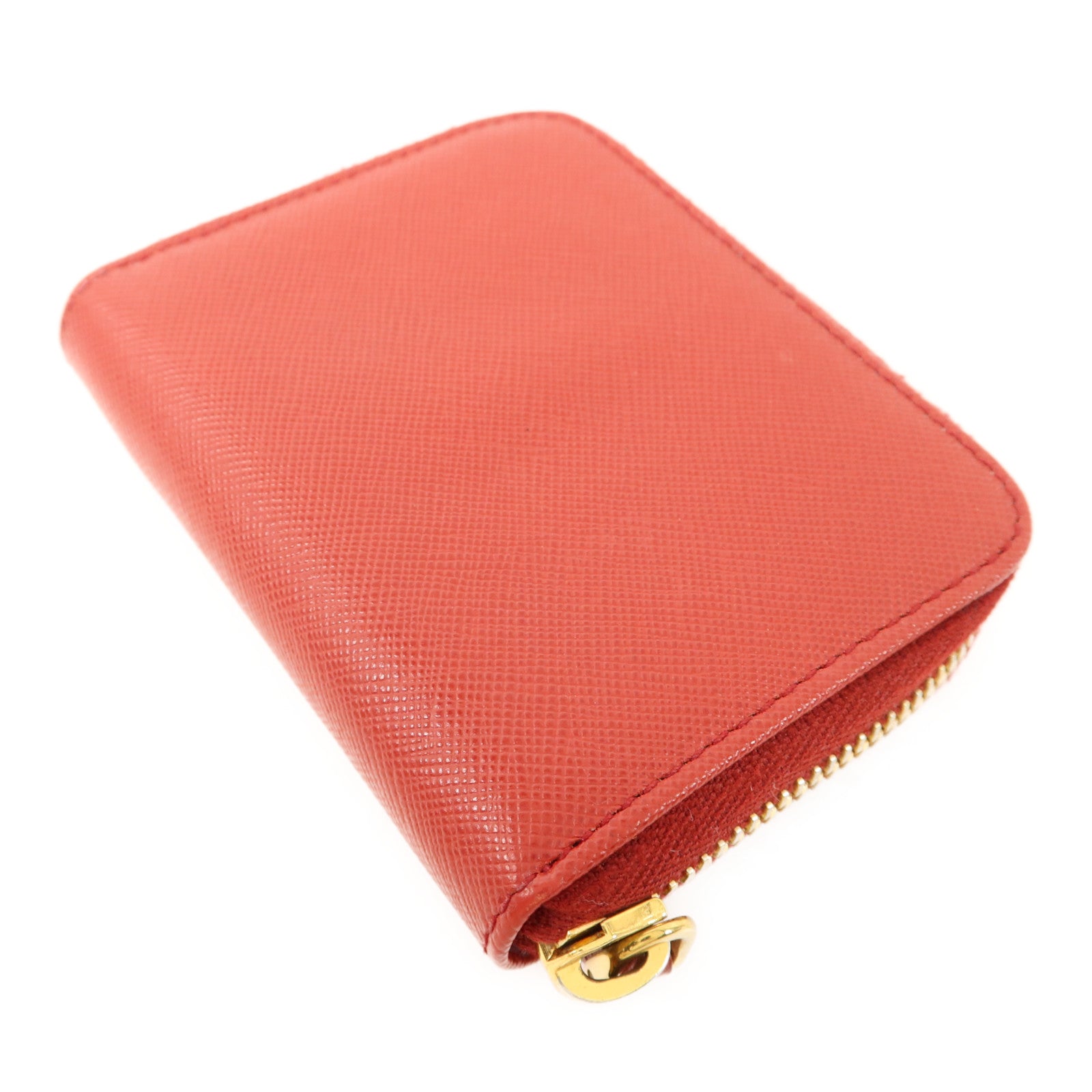 PRADA Saffiano皮革Zip Coin Case金扣零錢包