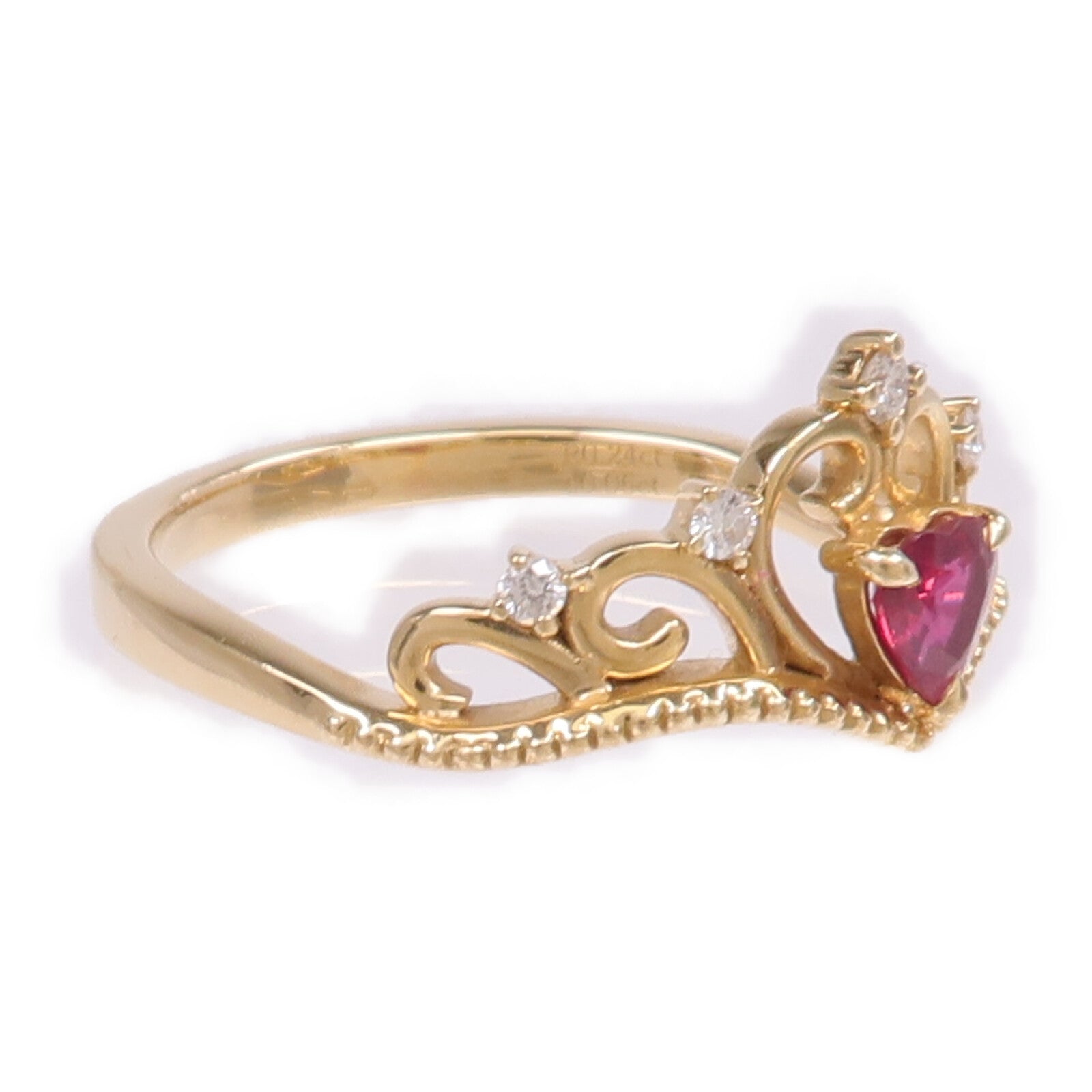 JEWELRY 【激減優惠】18K黃金Ruby Diamond Ring紅寶石/鑽石戒指US#6.5