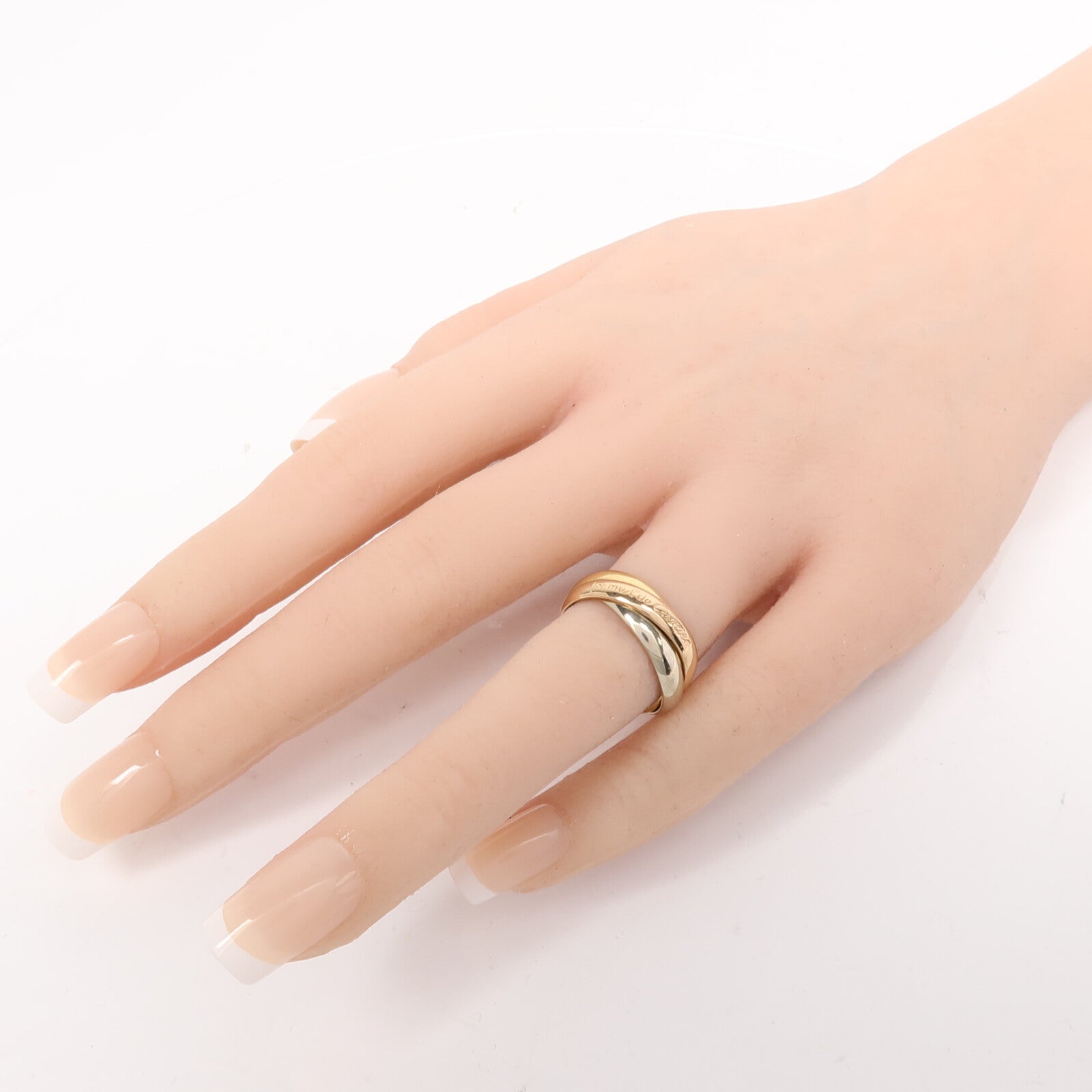 CARTIER 18K黃金/白金/玫瑰金Trinity戒指Cartier#50/US#5.25