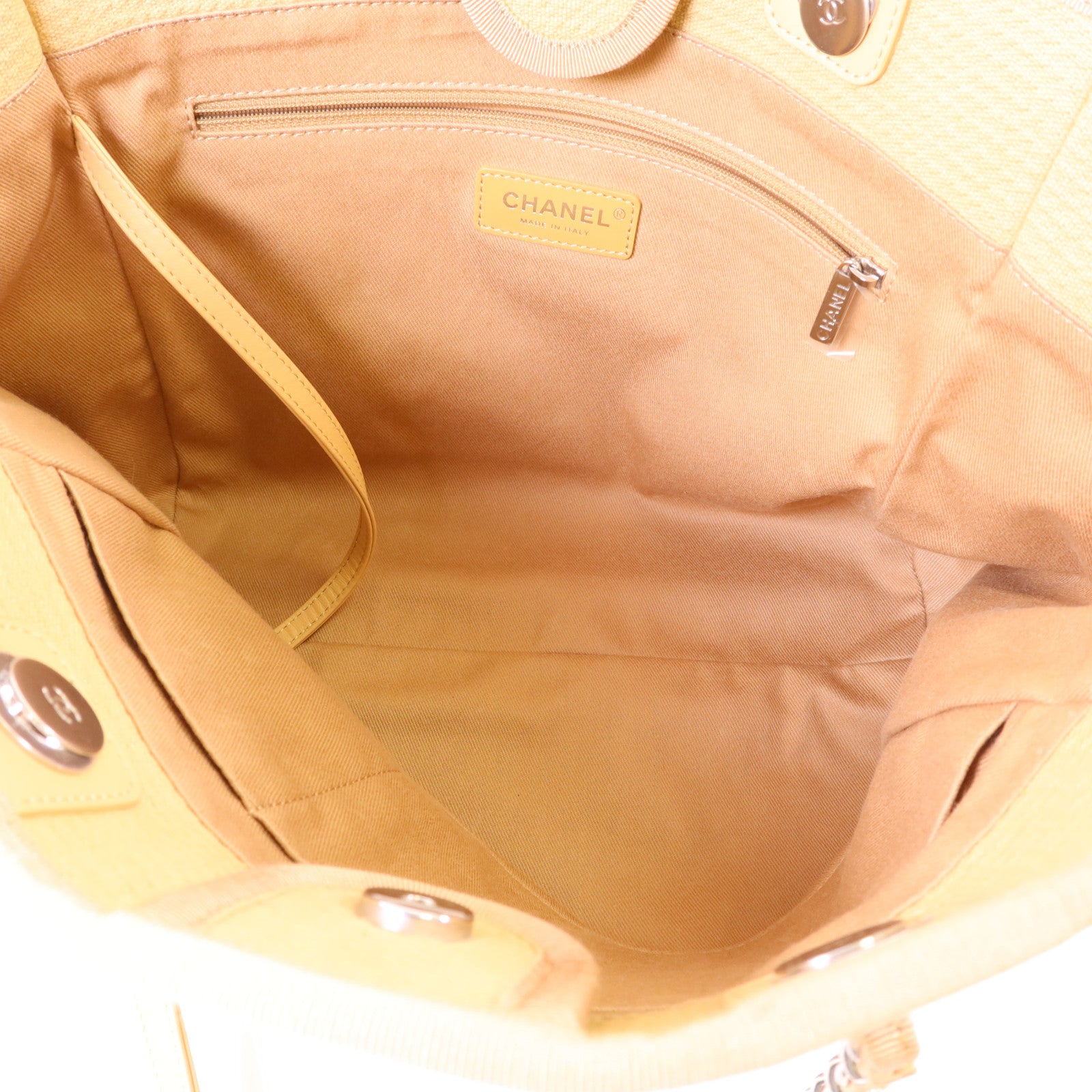 CHANEL 【激減優惠】帆布Deauville Tote Bag銀扣鏈帶肩背袋