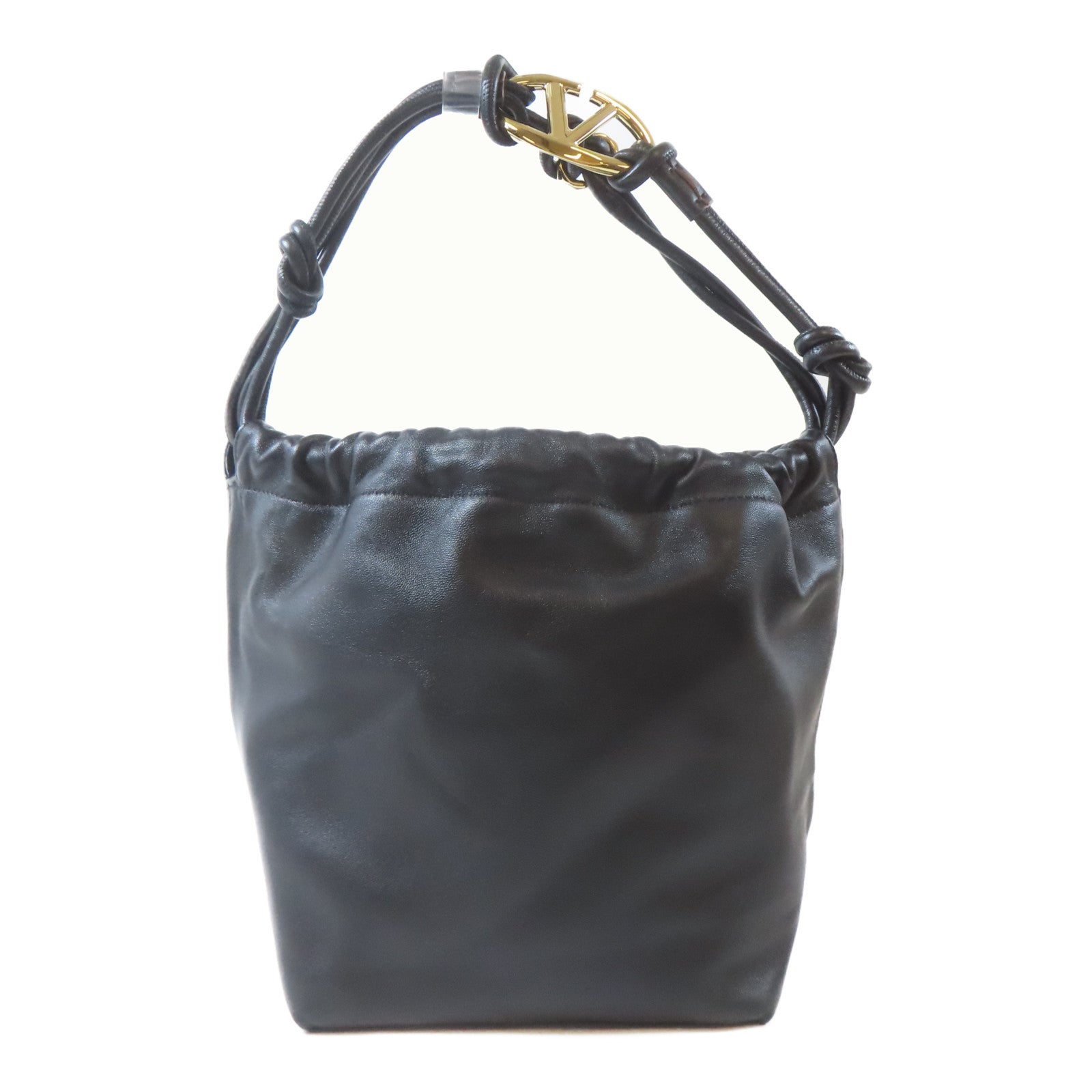 Valentino 牛皮皮革Tote Bag金扣手挽袋黑色