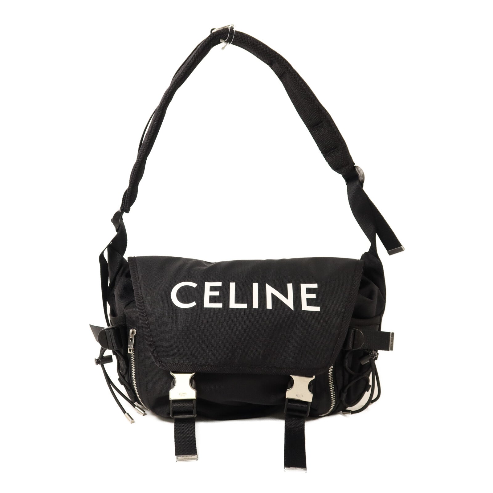 CELINE 帆布Trekking Shoulder Bag銀扣肩背袋