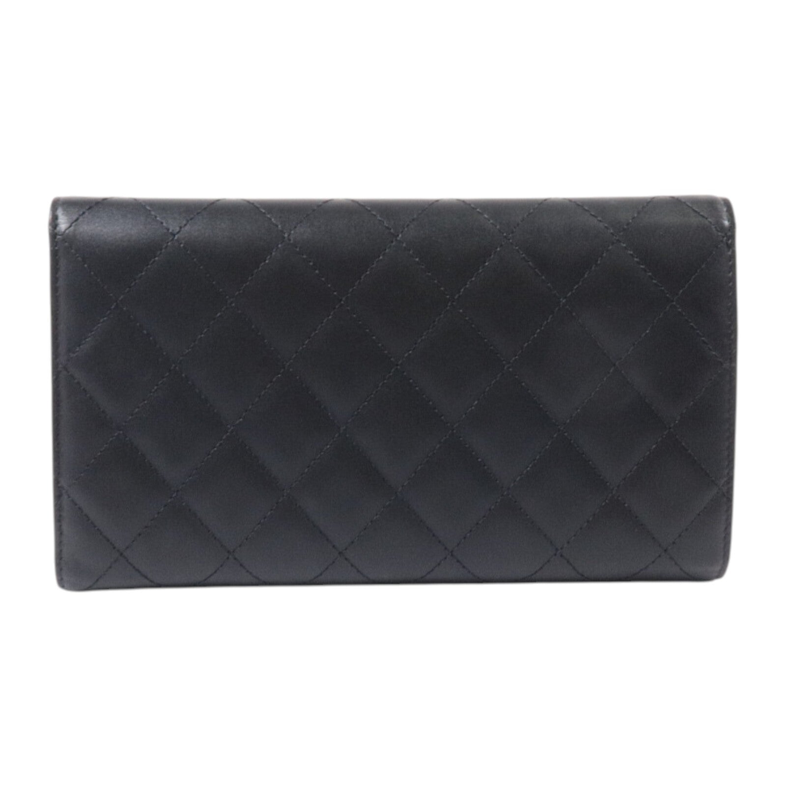 CHANEL 牛皮皮革Cambon Wallet銀扣長錢包