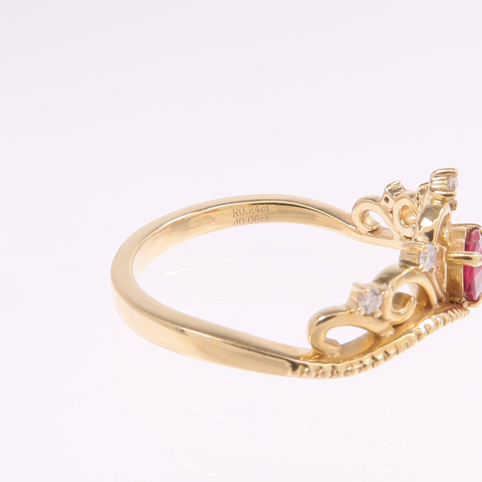JEWELRY 【激減優惠】18K黃金Ruby Diamond Ring紅寶石/鑽石戒指US#6.5