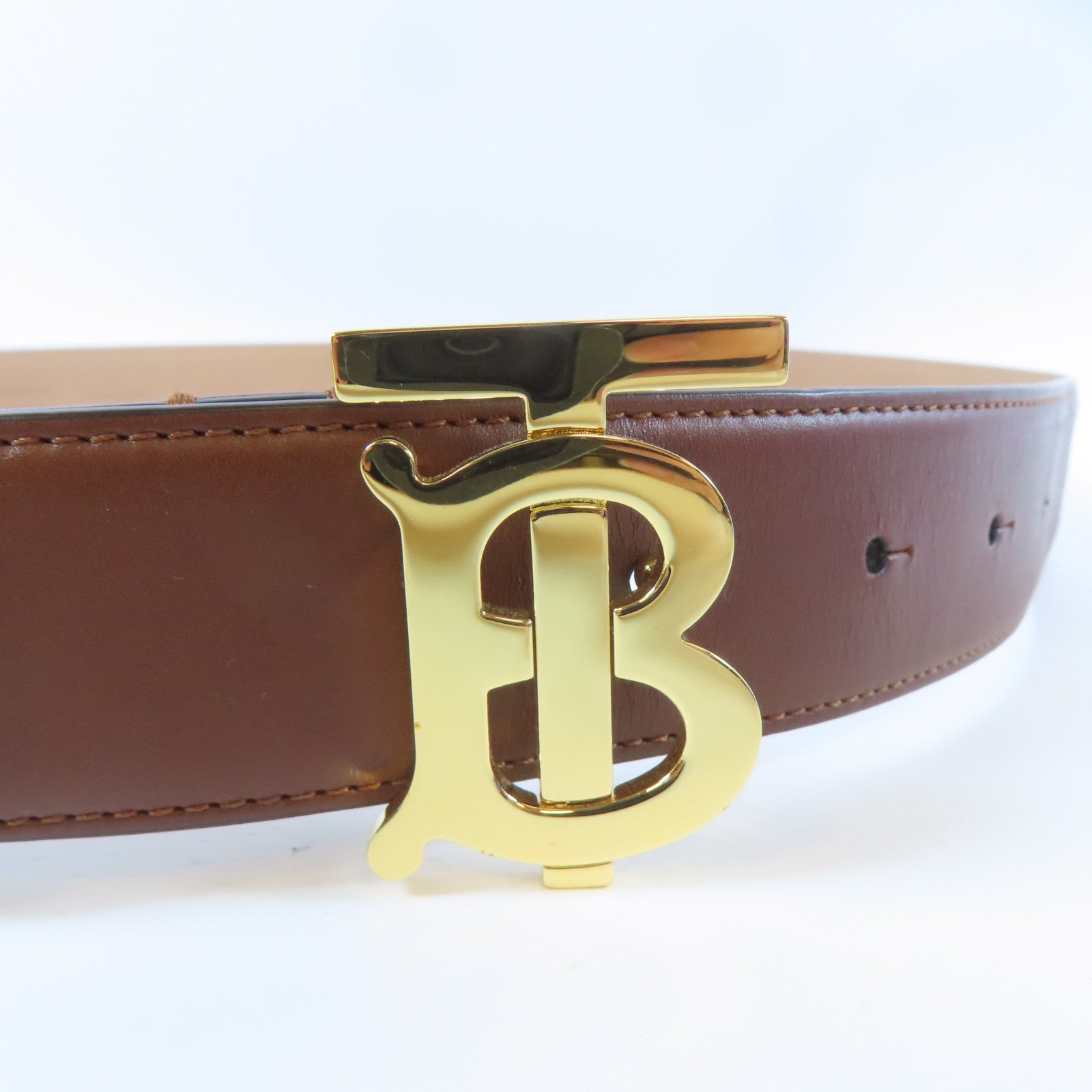 BURBERRY 牛皮皮革Belt金扣皮帶啡色
